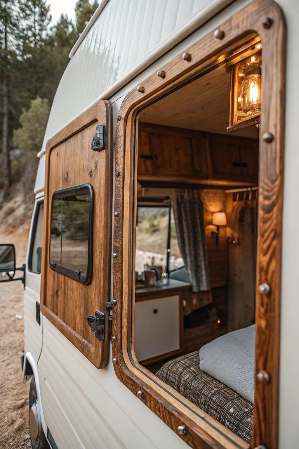 Expand your camper van's horizons with a touch of reflective craftsmanship.