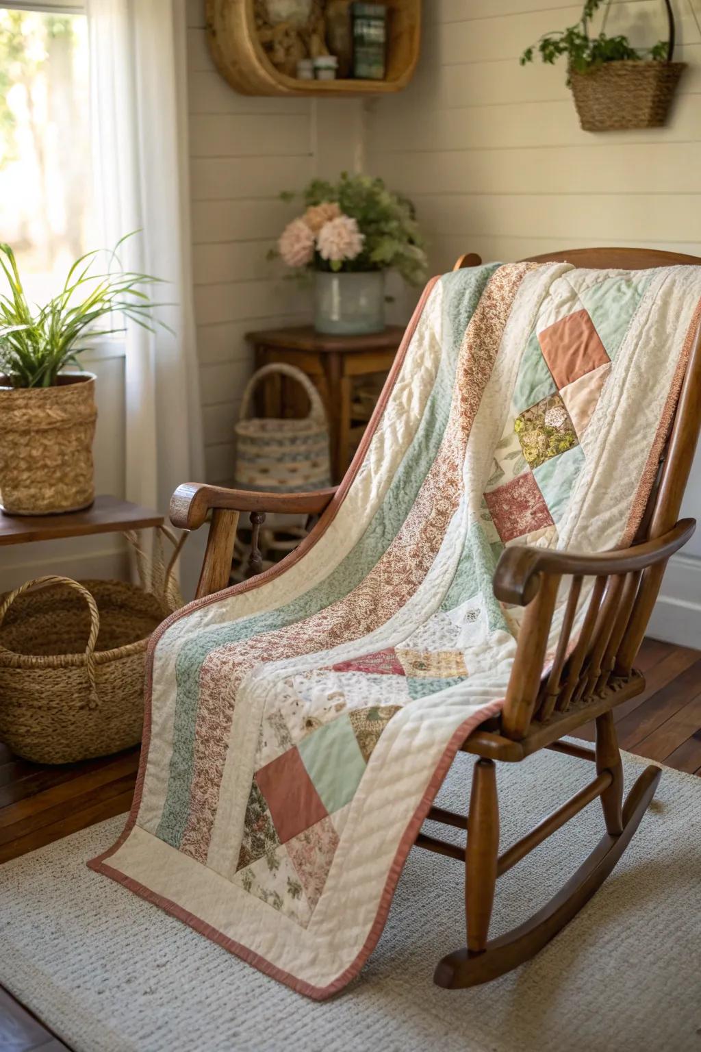 Embrace the warmth of a rustic retreat with this cozy, handcrafted jelly roll quilt.