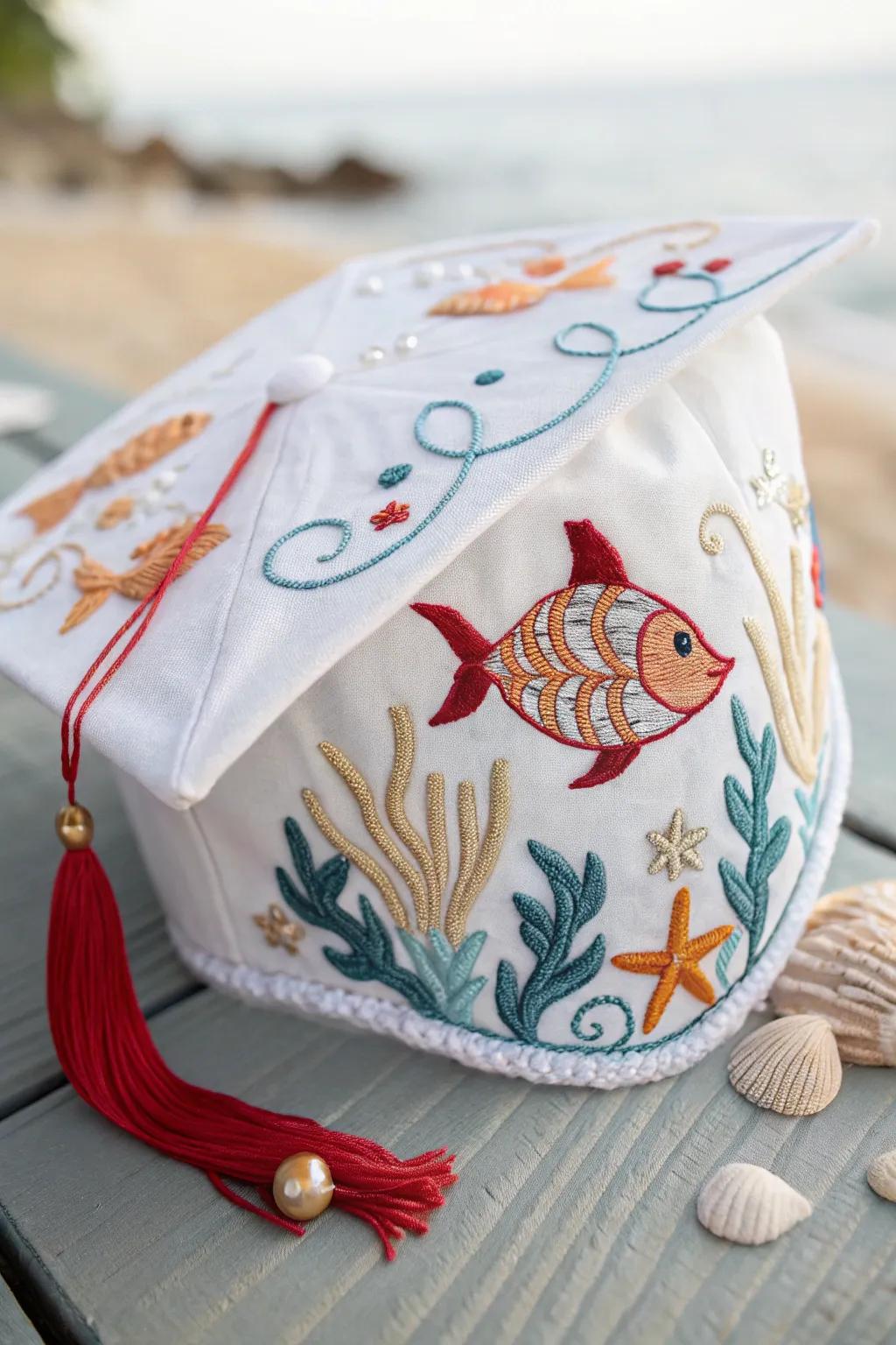 Dive into creativity with this enchanting ocean-inspired kindergarten cap!