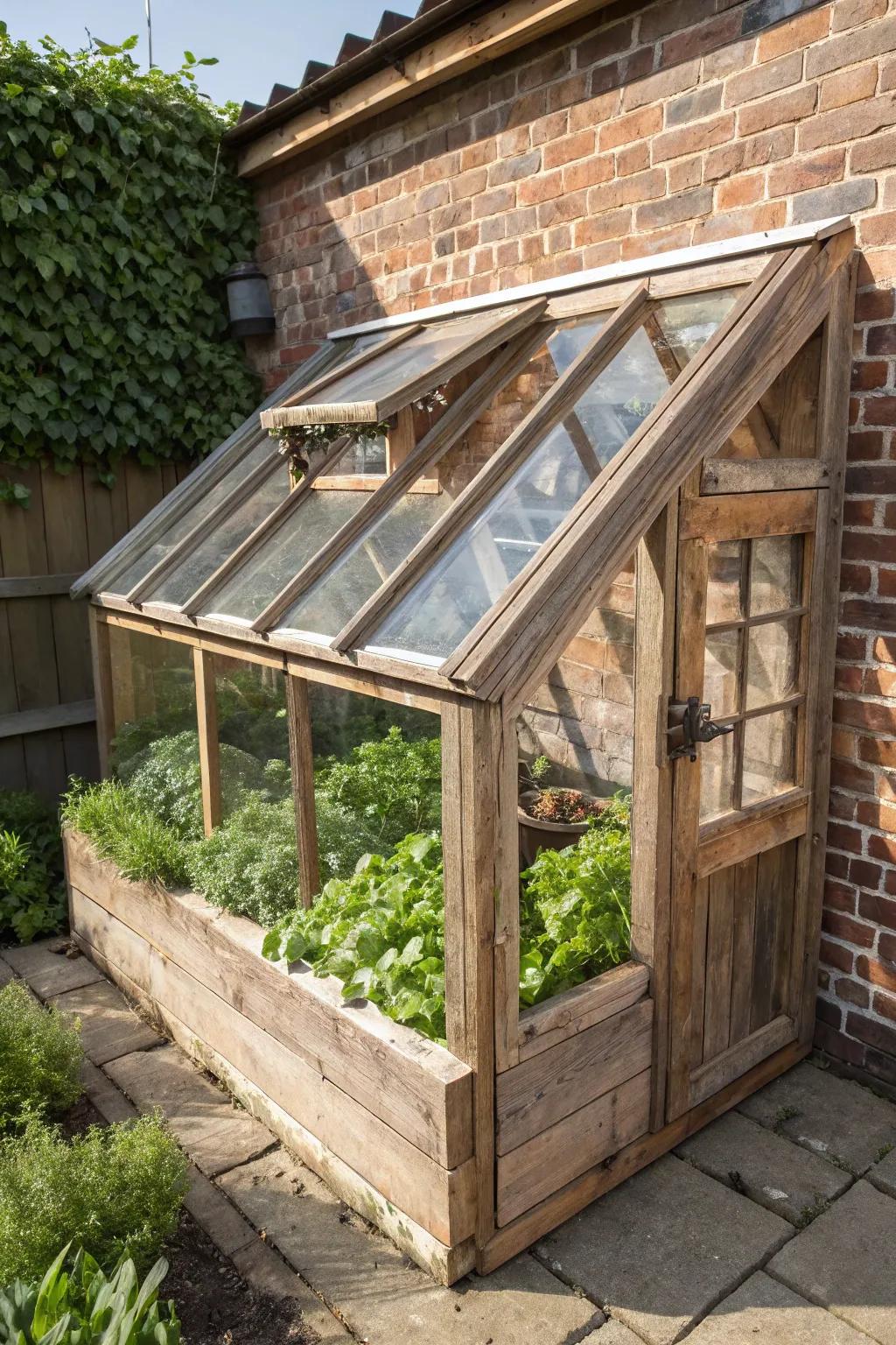 Craft your own garden oasis with a beautifully designed mini greenhouse for fresh produce year-round.