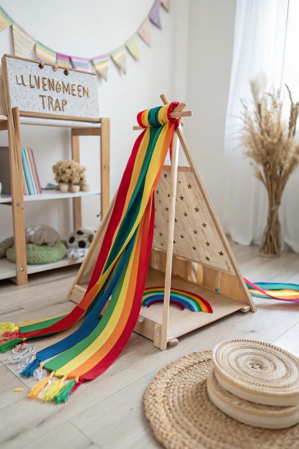 Capture the magic with a rainbow ribbon leprechaun trap—where Scandinavian minimalism meets boho charm.