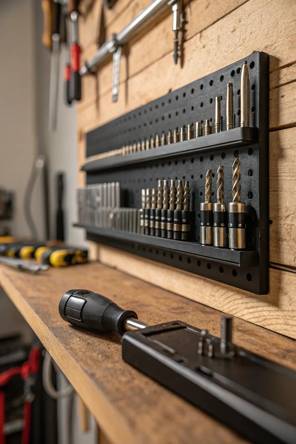 Elevate your workshop organization with stylish magnetic strips for easy access to your essential tools.