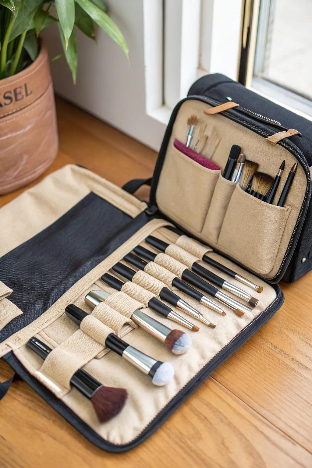 Brush rolls offer practical and portable storage for makeup brushes.