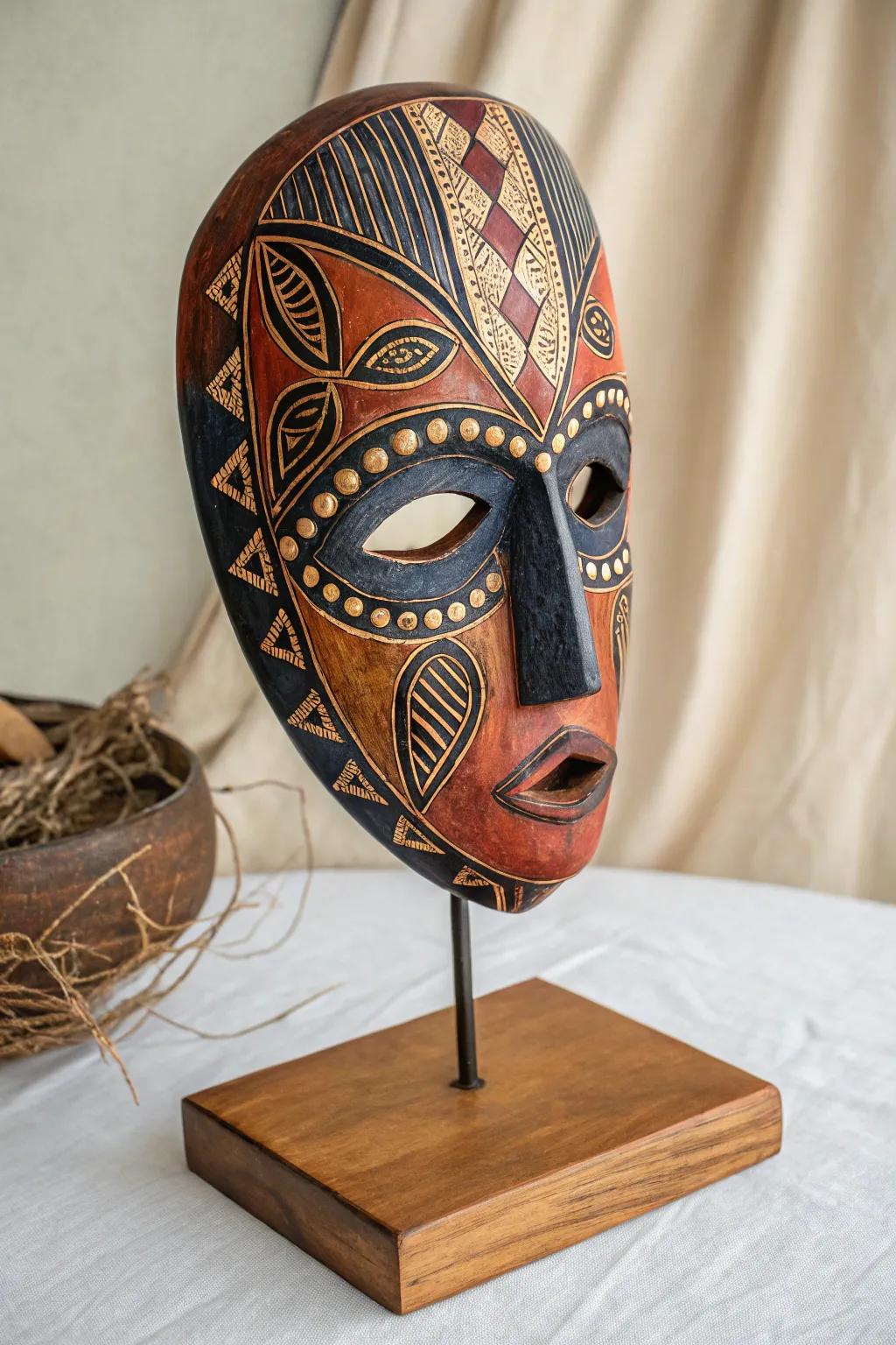 Discover the beauty of cultural stories through artful mask design, where simplicity meets bold tradition.