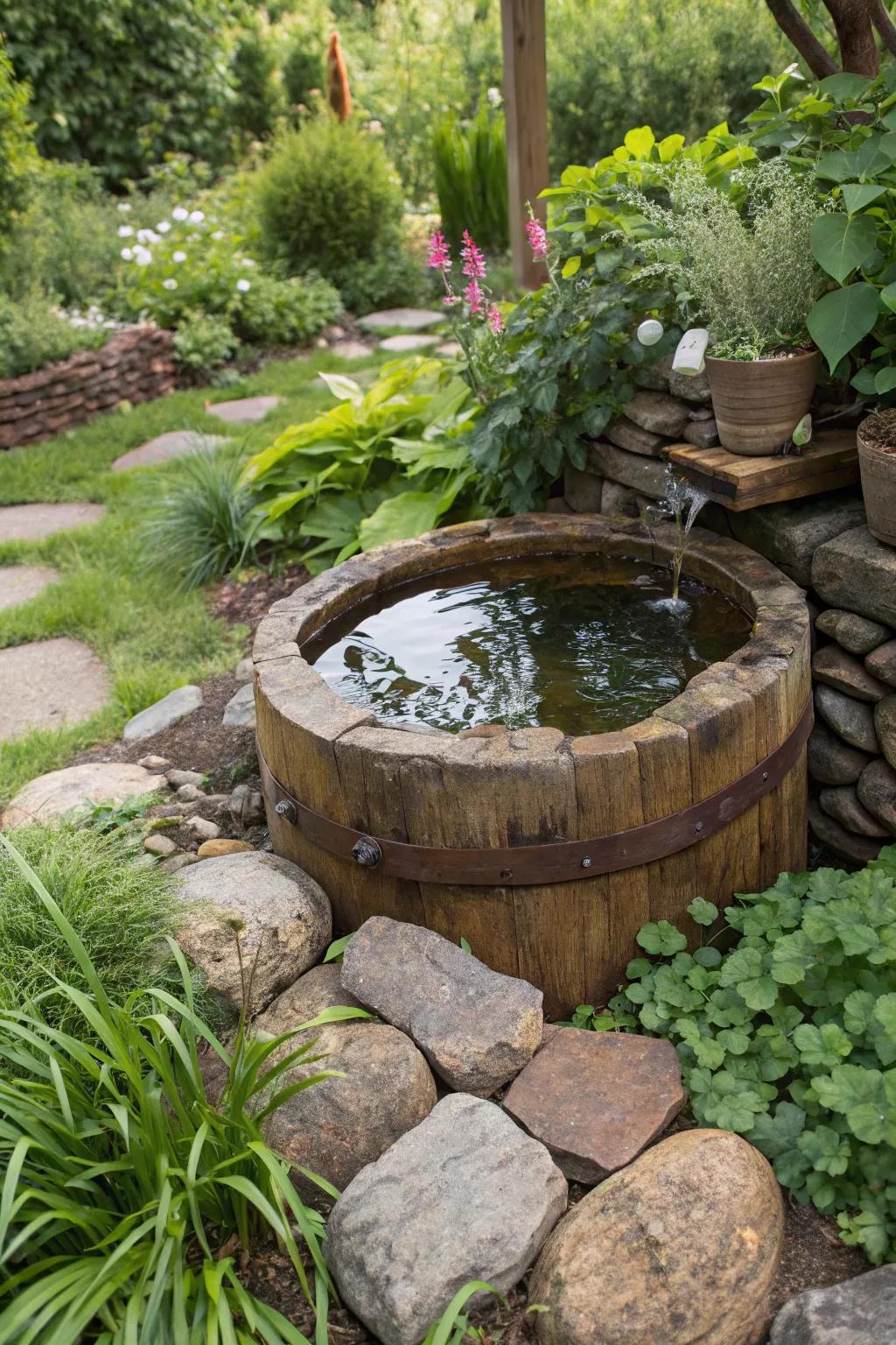 Embrace sustainability with a handcrafted rainwater harvesting pond that your garden—and the planet—will love.