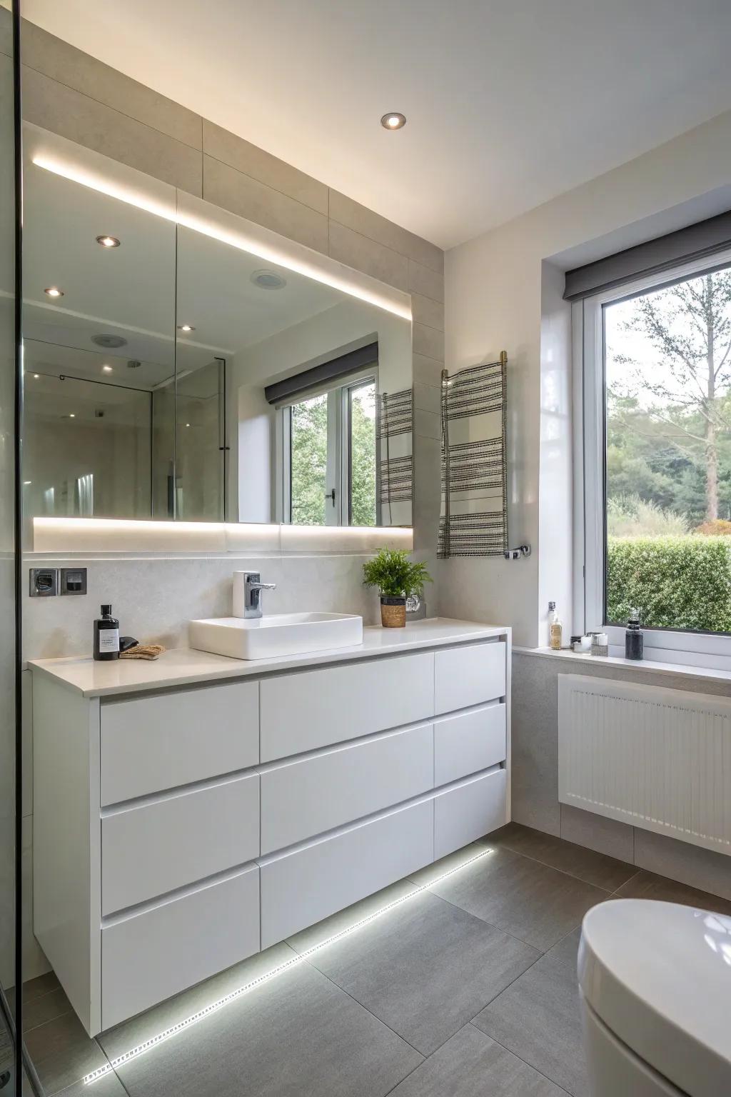Smart technology enhances convenience in modern bathroom designs.