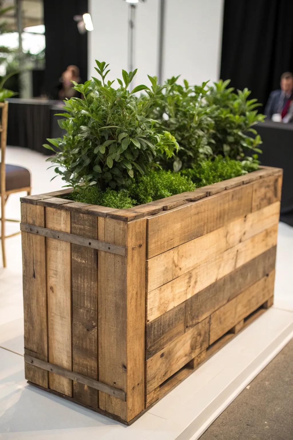 Transforming the ordinary into extraordinary with this eco-friendly, upcycled planter box crafted from reclaimed shipping pallets.