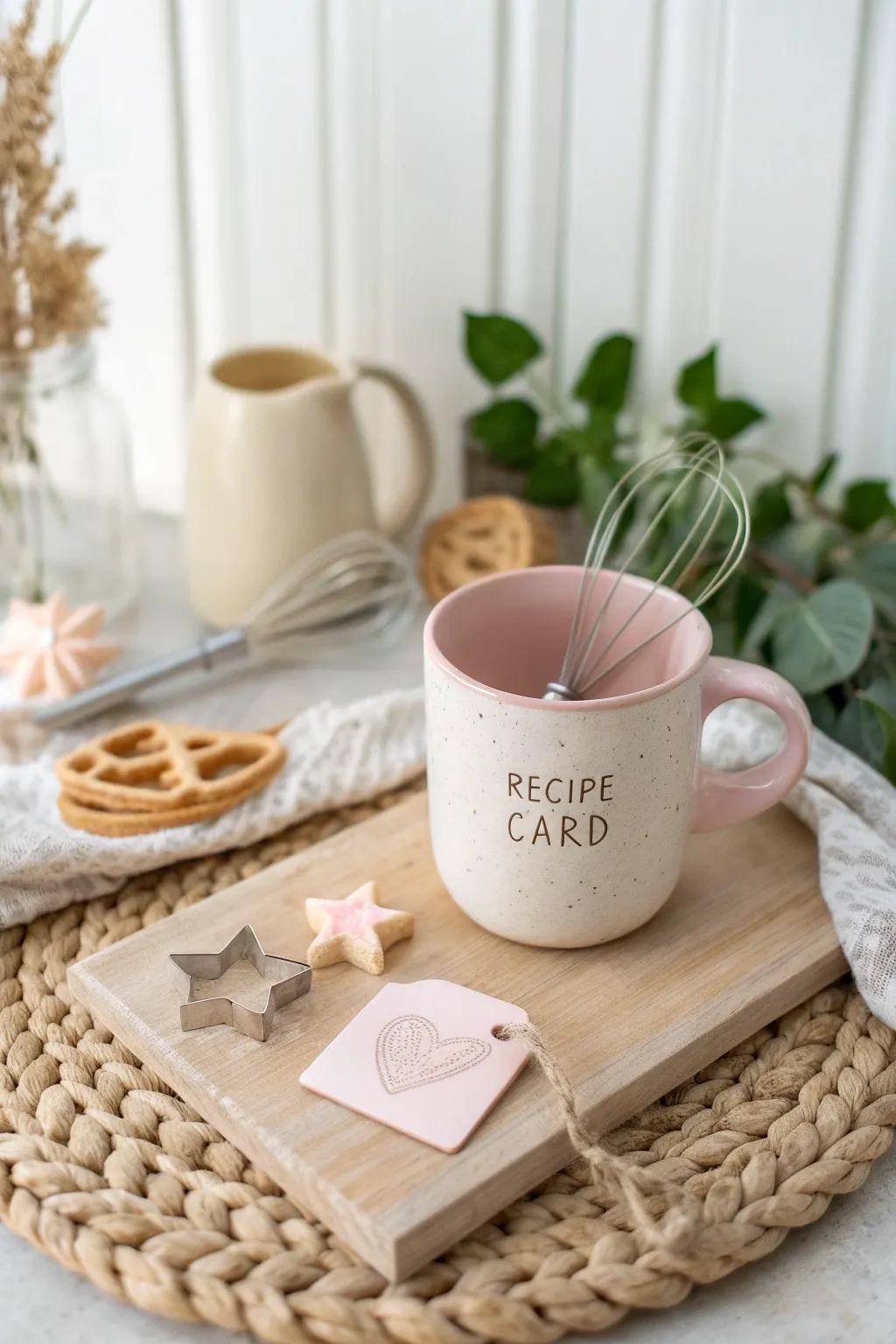 Baking Bliss: Elevate your baking game with this charming mug filled with essentials for sweet creations.