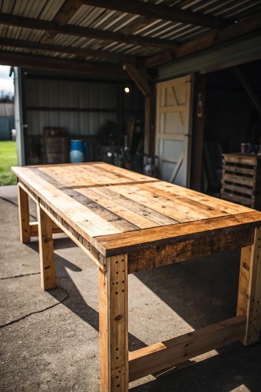 Transform your space with this stunning upcycled pallet table—where functionality meets rustic charm.