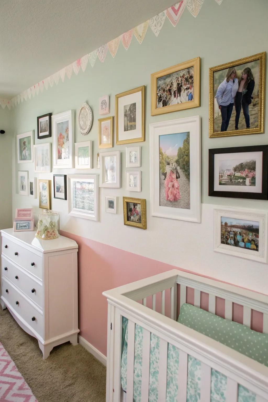 A gallery wall showcases cherished memories and art.