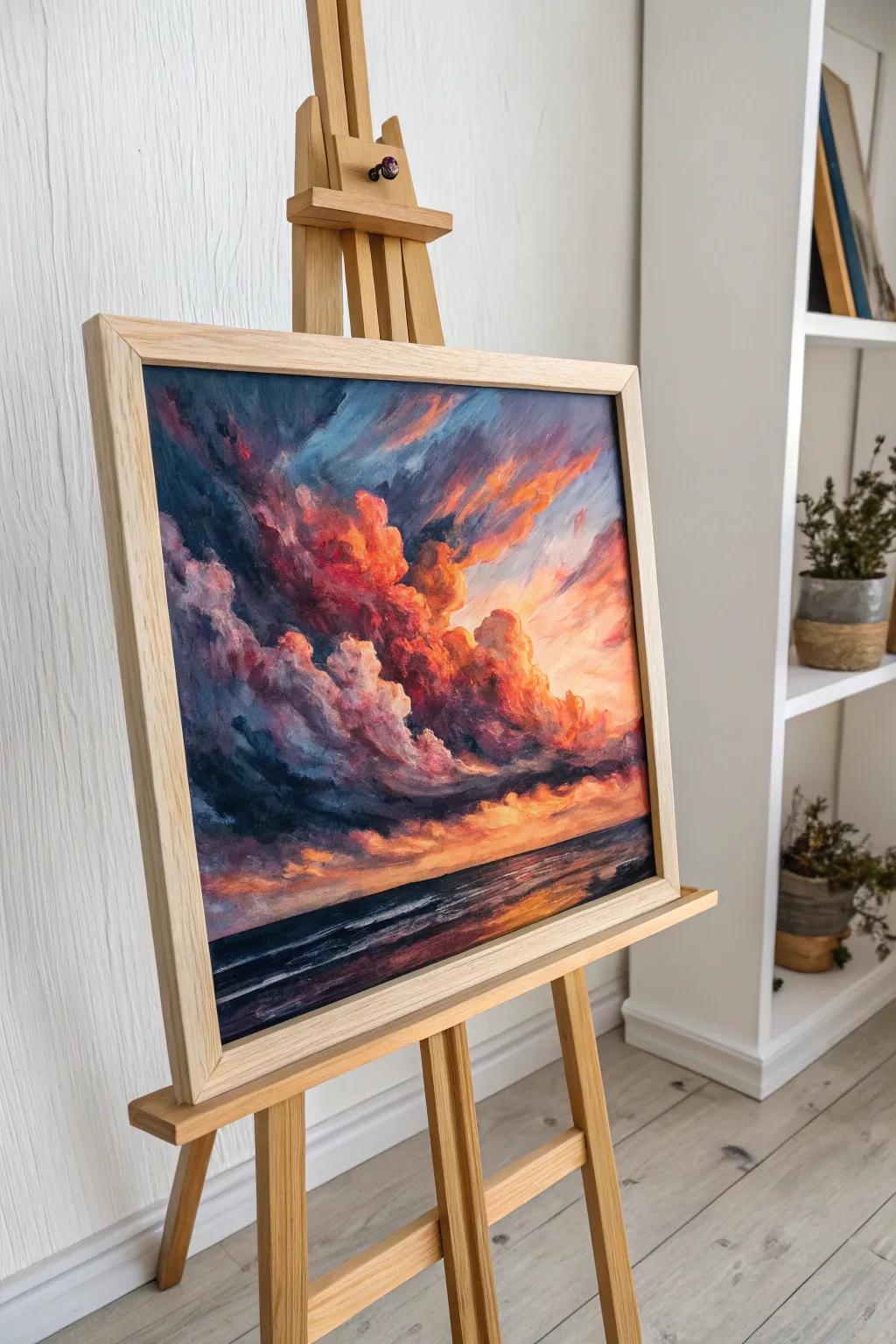 Capture the mood of the sky with bold, dramatic clouds in your next masterpiece.