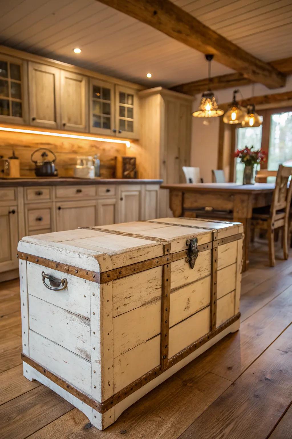 Rustic farmhouse charm with a distressed finish.
