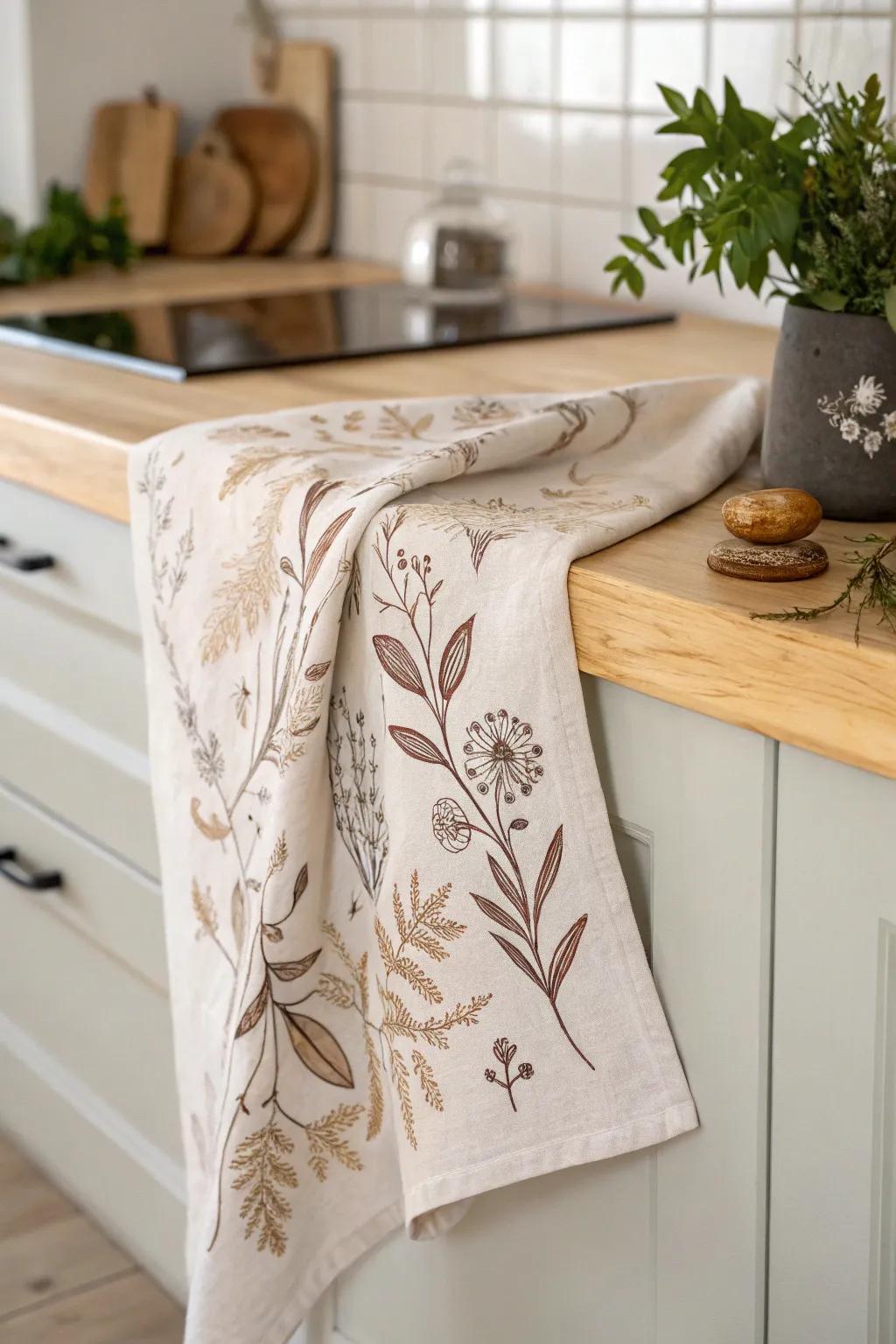 Add a personal touch to your kitchen with beautifully hand-painted tea towels. Perfect for gifting or keeping!