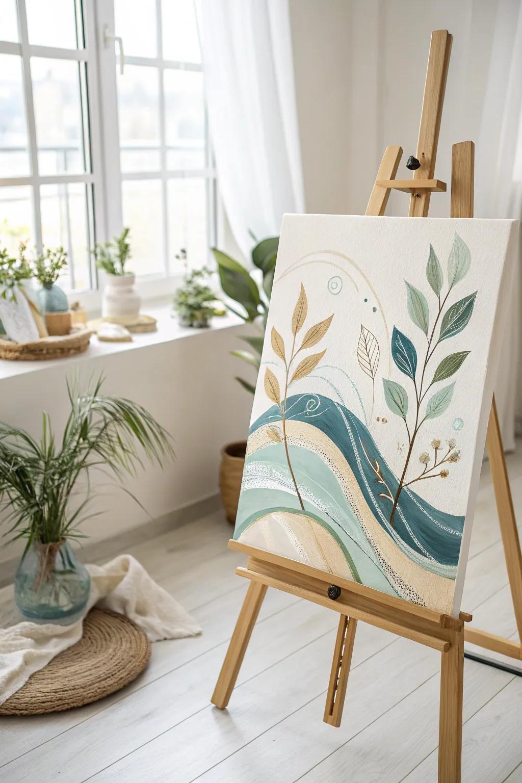 Embrace the beauty of abstract nature with simple, flowing forms and soothing hues.