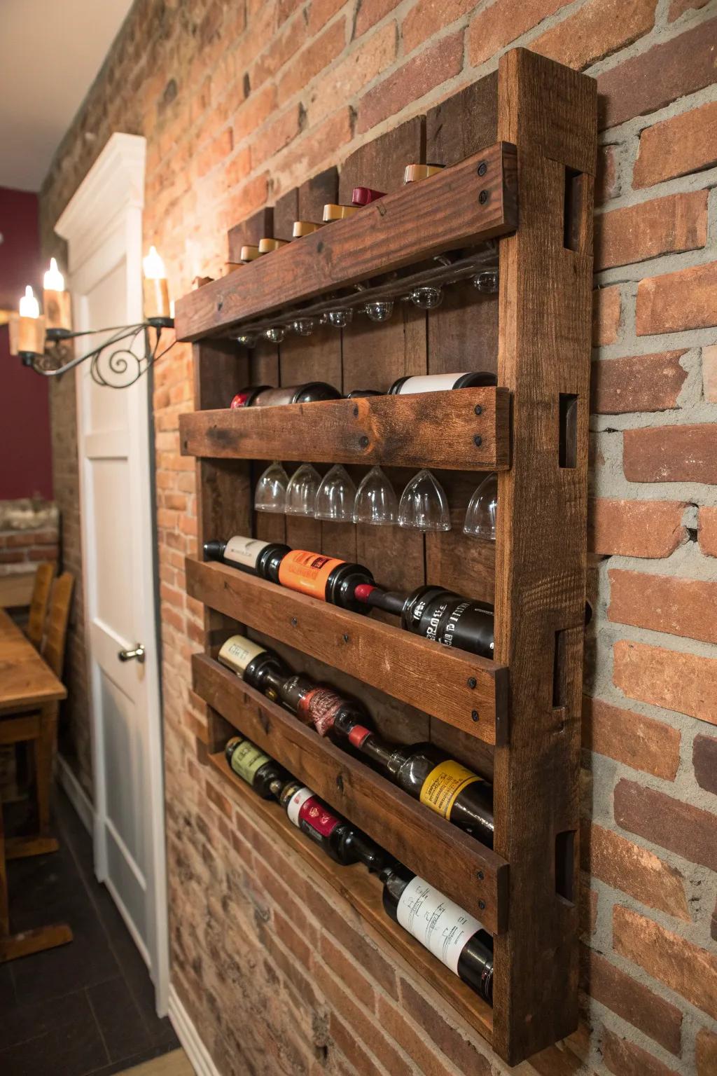 Elevate your space with the timeless charm of a handcrafted pallet wine rack.