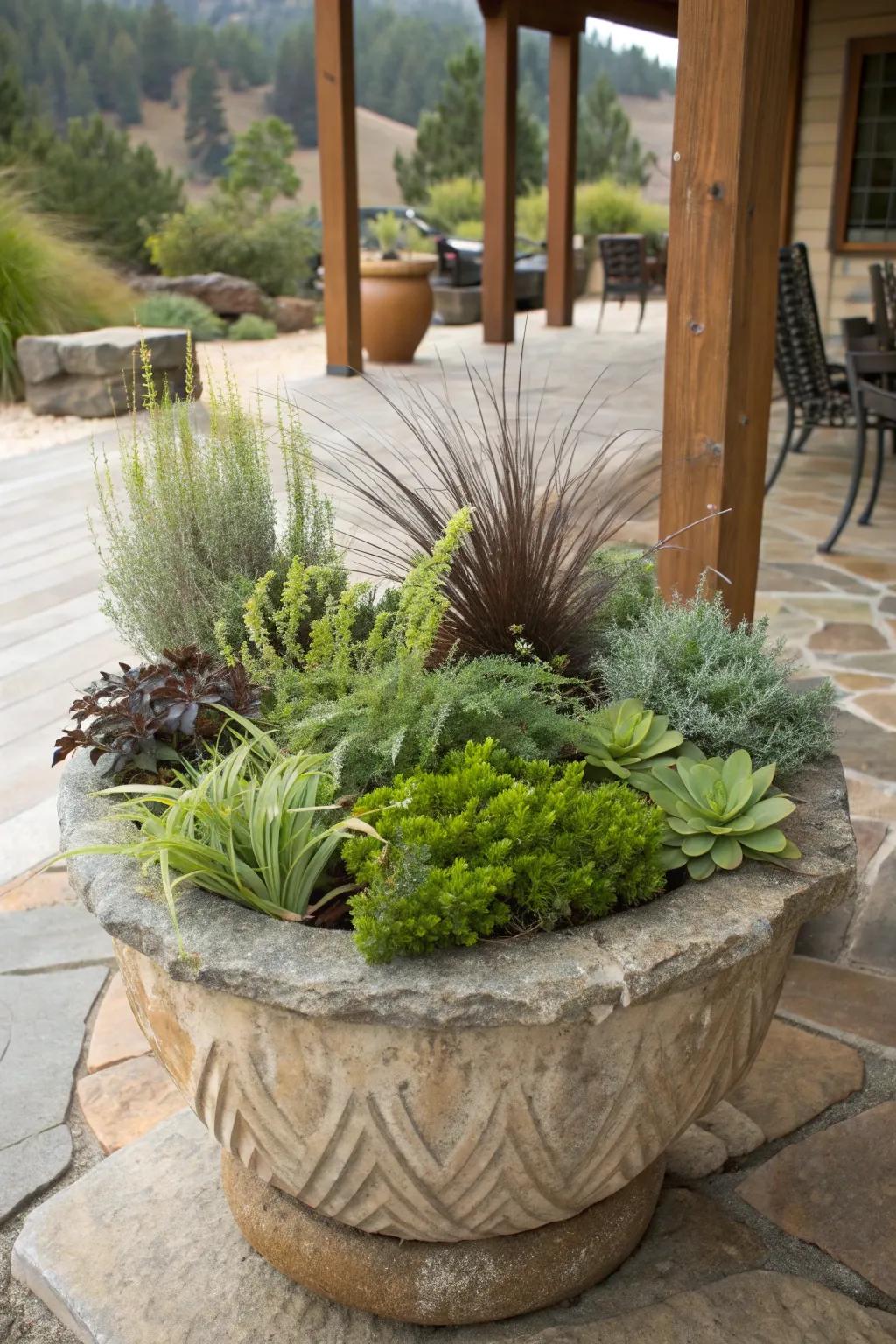 Elevate your patio with native plant buffers—where beauty meets functionality.
