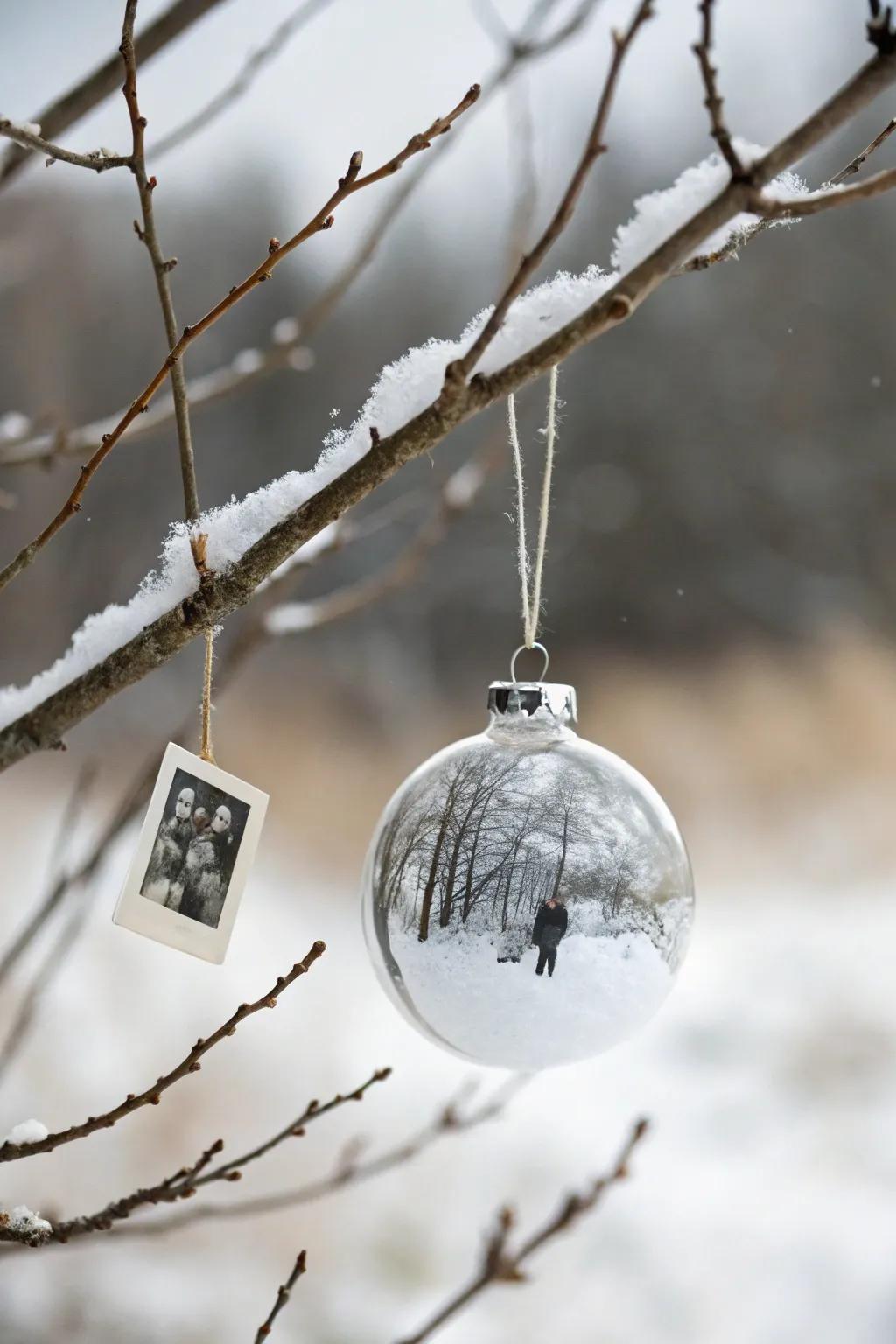 Capture your cherished memories in a minimalist photo snow globe, a perfect blend of elegance and nostalgia.