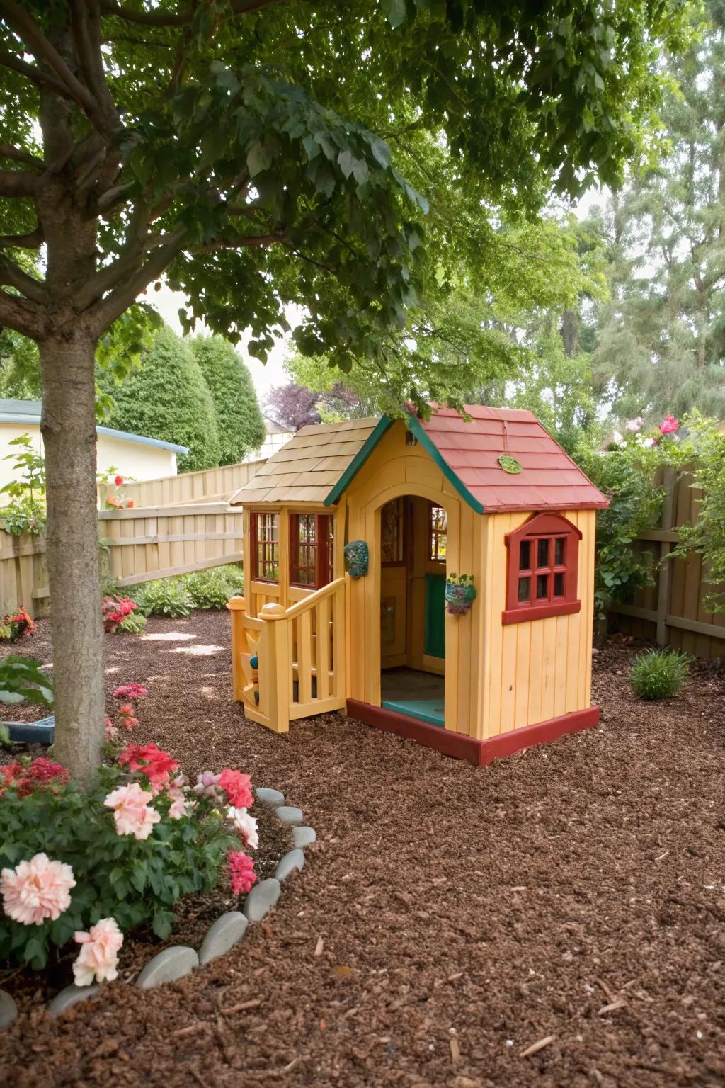 Rubber mulch offers a soft and natural play surface.