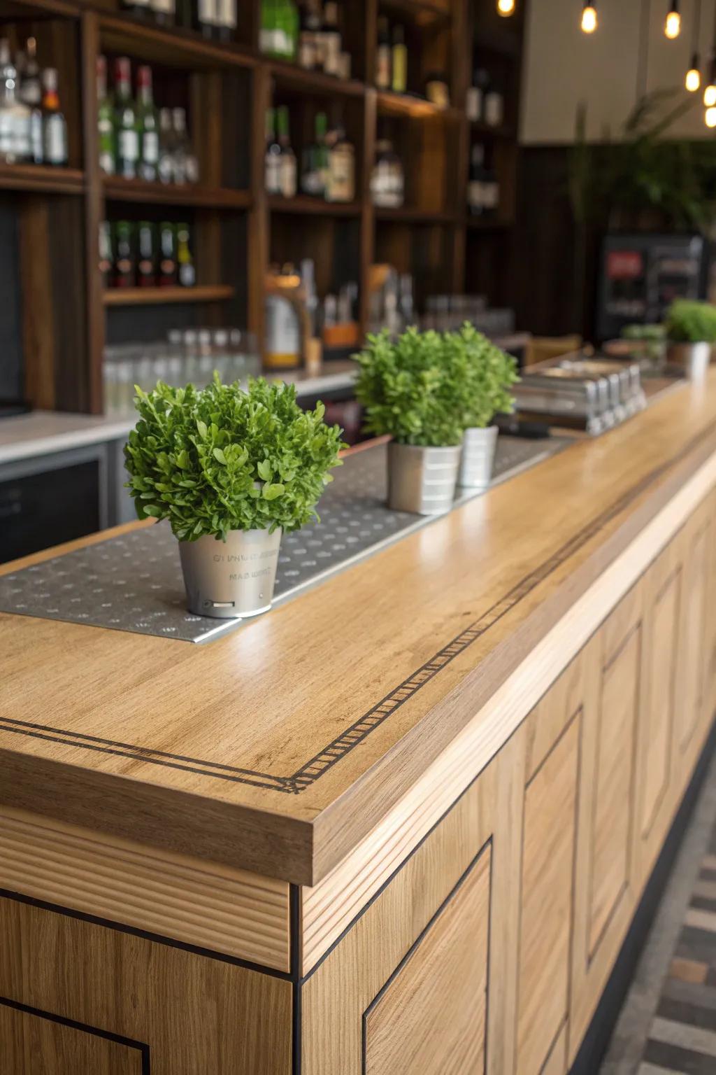 Elevate your bar space with a touch of nature and craftsmanship.