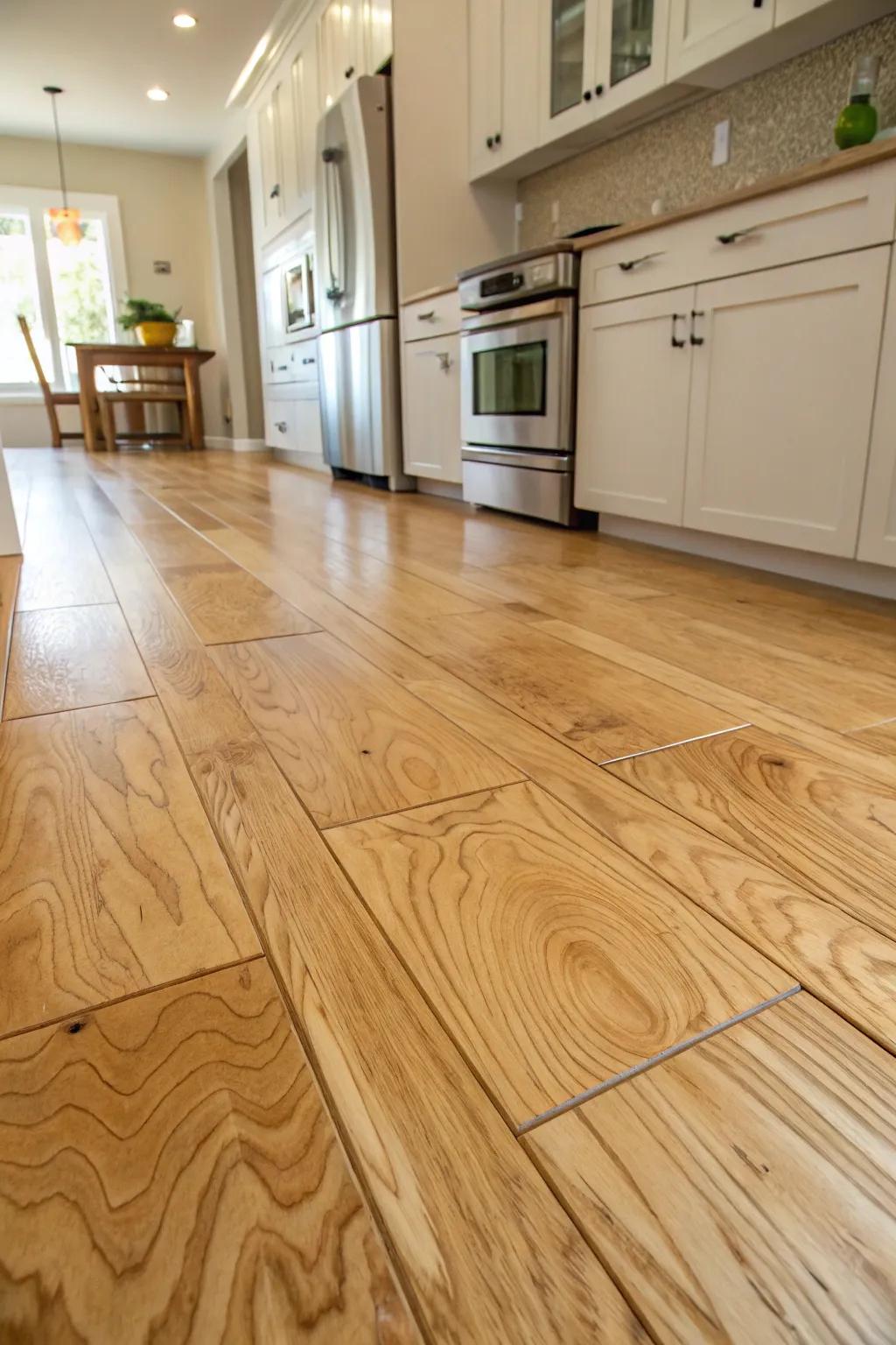 Elevate your kitchen with the natural beauty and durability of plywood flooring.