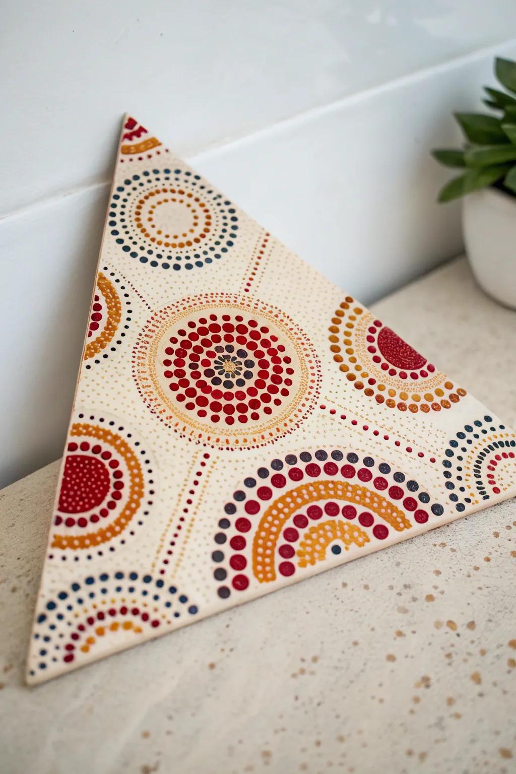 Embrace the charm of geometric pointillism with vibrant dots and minimalist elegance.