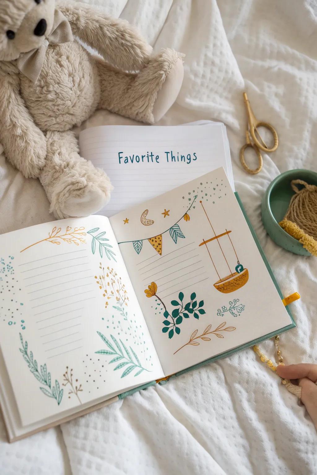 Capture your child's world with a 'Favorite Things' page - a blend of minimalist design and boho whimsy!
