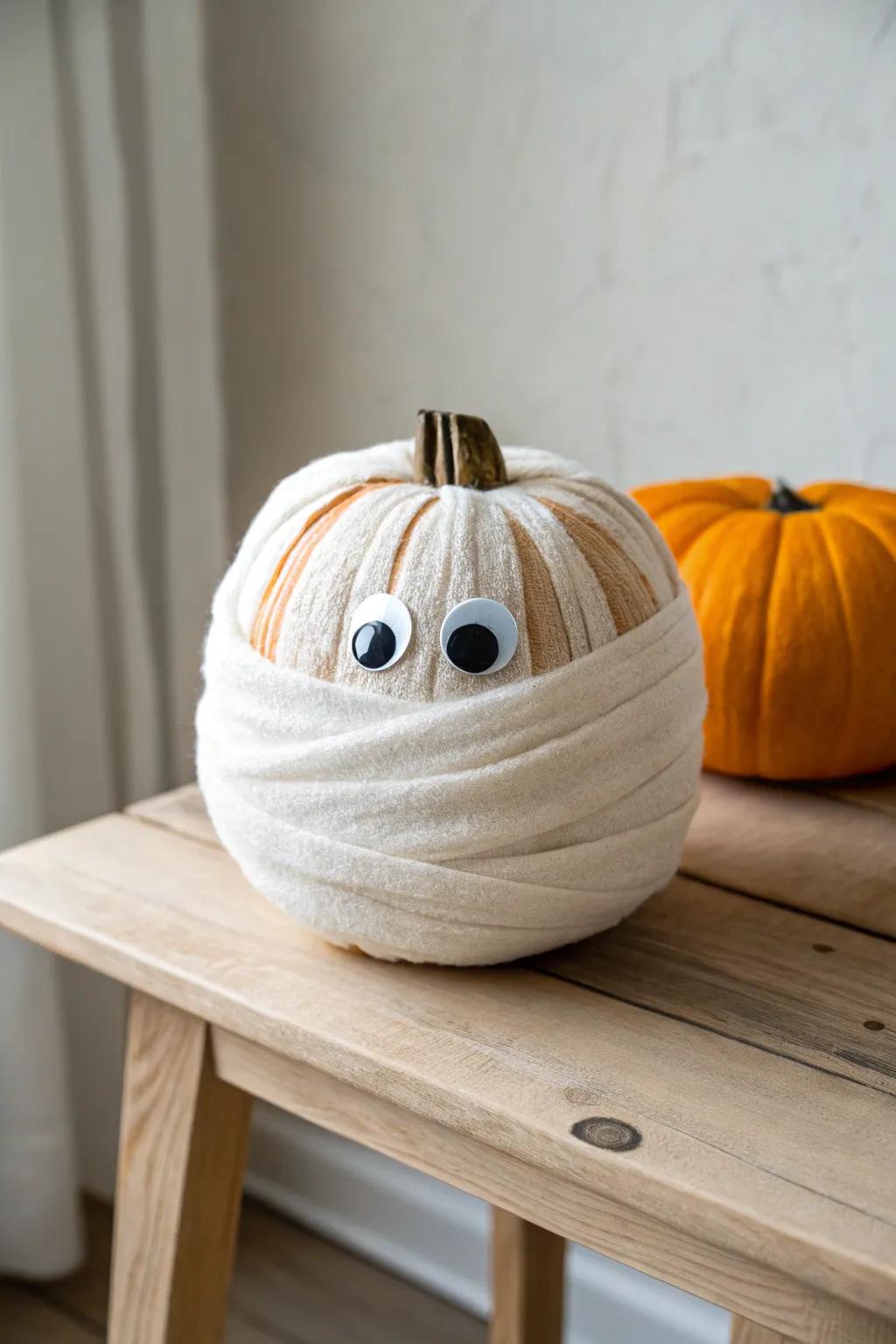 Embrace the spooky season with charming Pumpkin Mummies — a playful blend of minimalist style and Halloween fun!