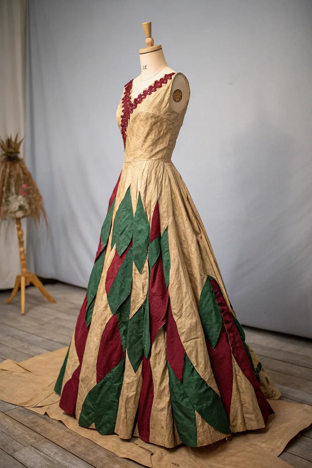 Transforming simplicity into elegance: a stunning recycled paper bag dress that surprises and inspires.