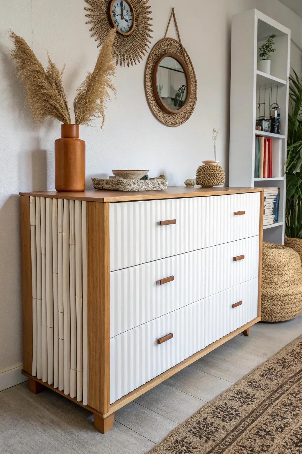 Transform your dresser with elegant fluted sides for a chic and sophisticated look.