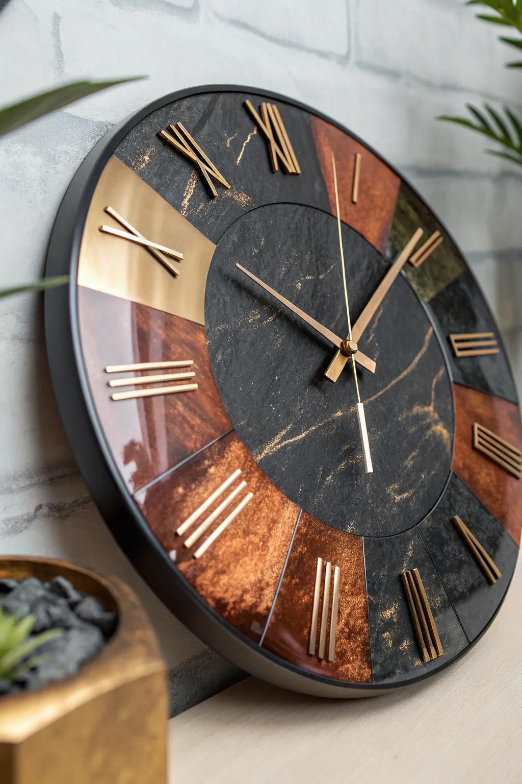 Elevate your space with a touch of industrial chic - a perfect blend of dark resin and metallic elegance.