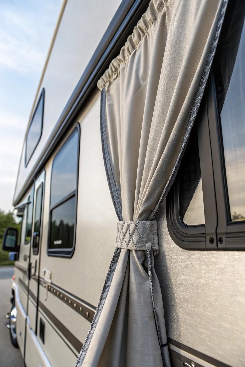 Revolutionize your RV experience with expertly crafted fabric panels and velcro fastenings for effortless elegance.