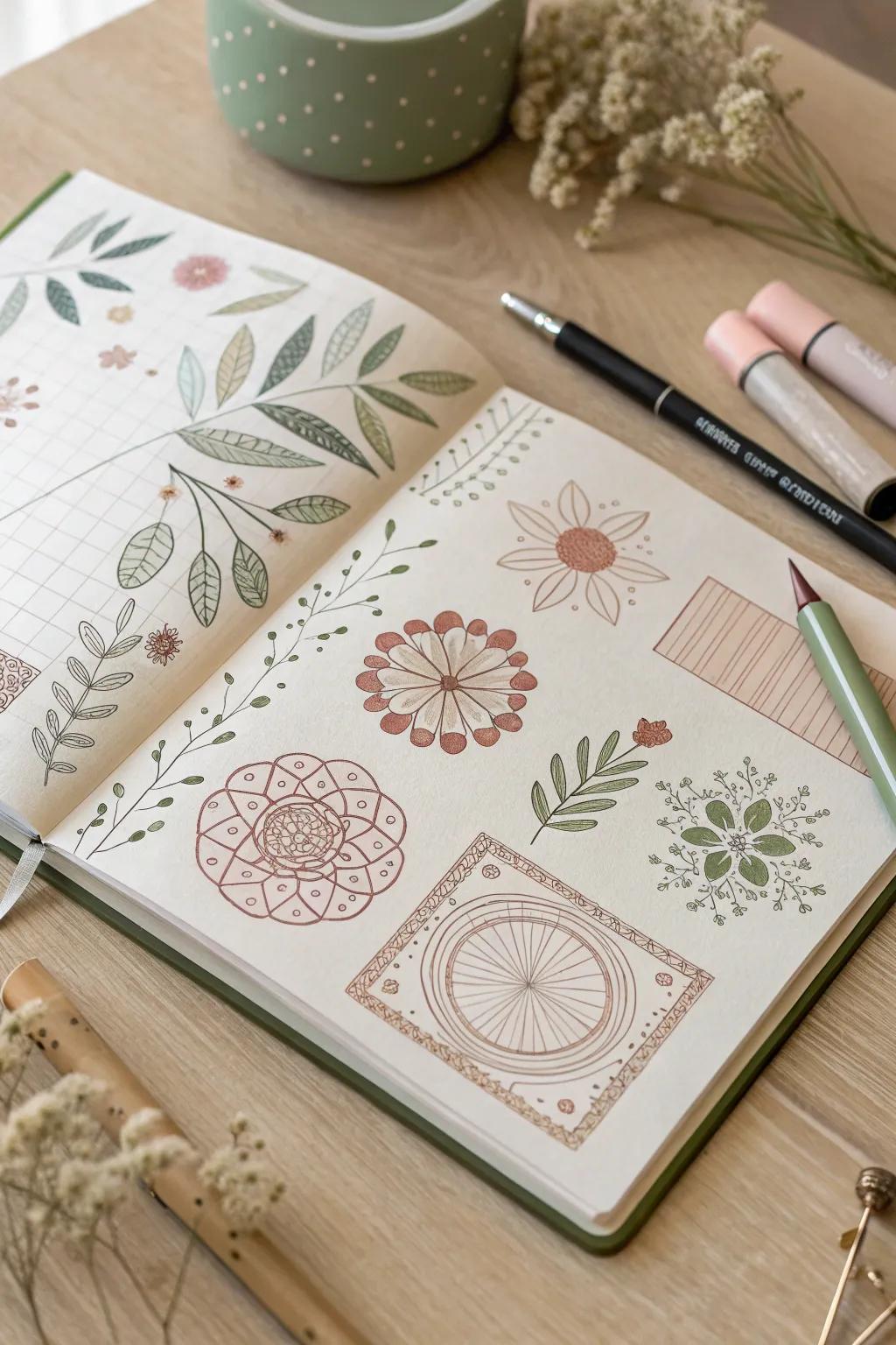 Unleash your creativity with minimalist doodles that add a personal touch to your scrapbook masterpiece.