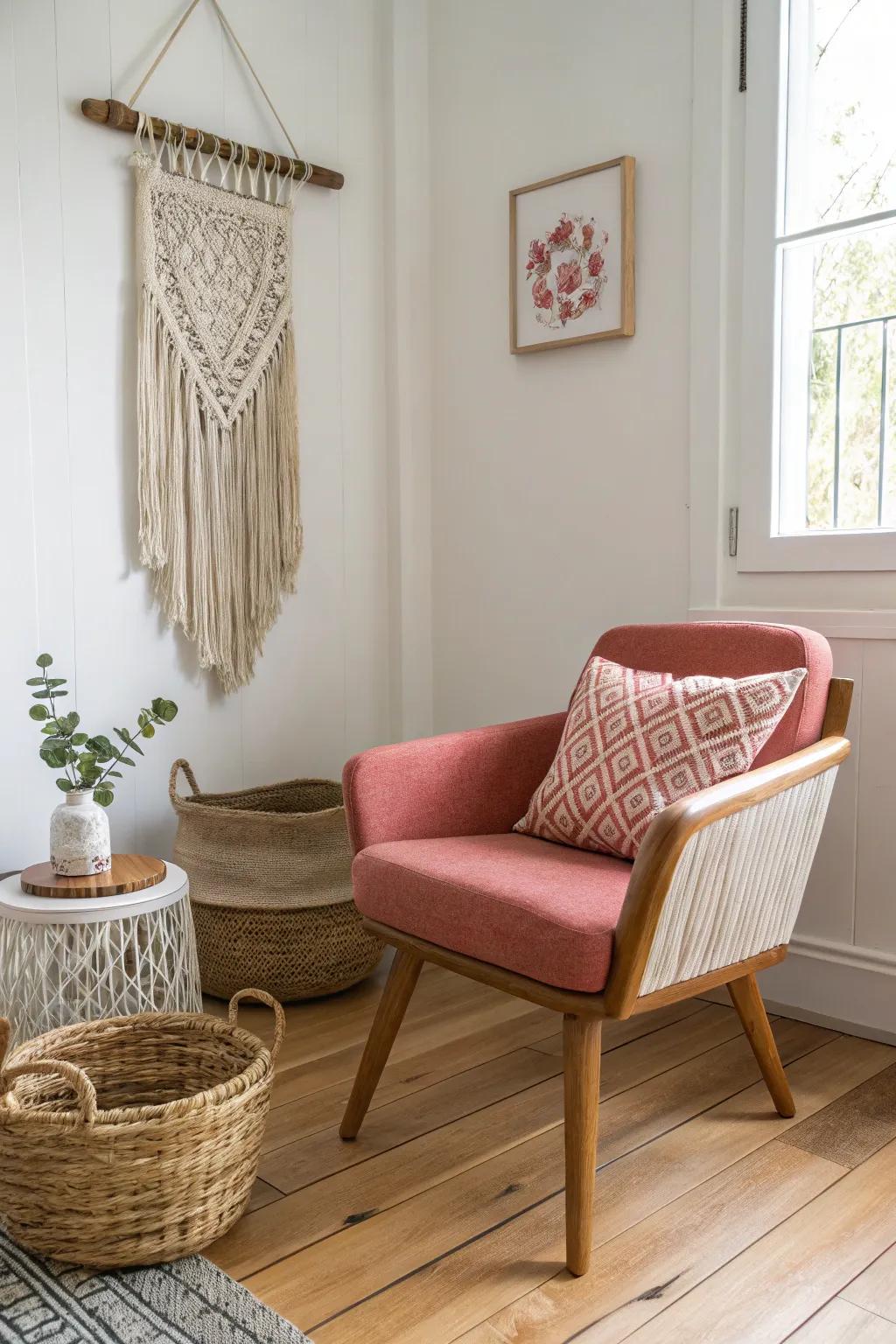 Transform your sewing nook with a cozy, budget-friendly chair that marries Scandinavian simplicity with Boho charm.