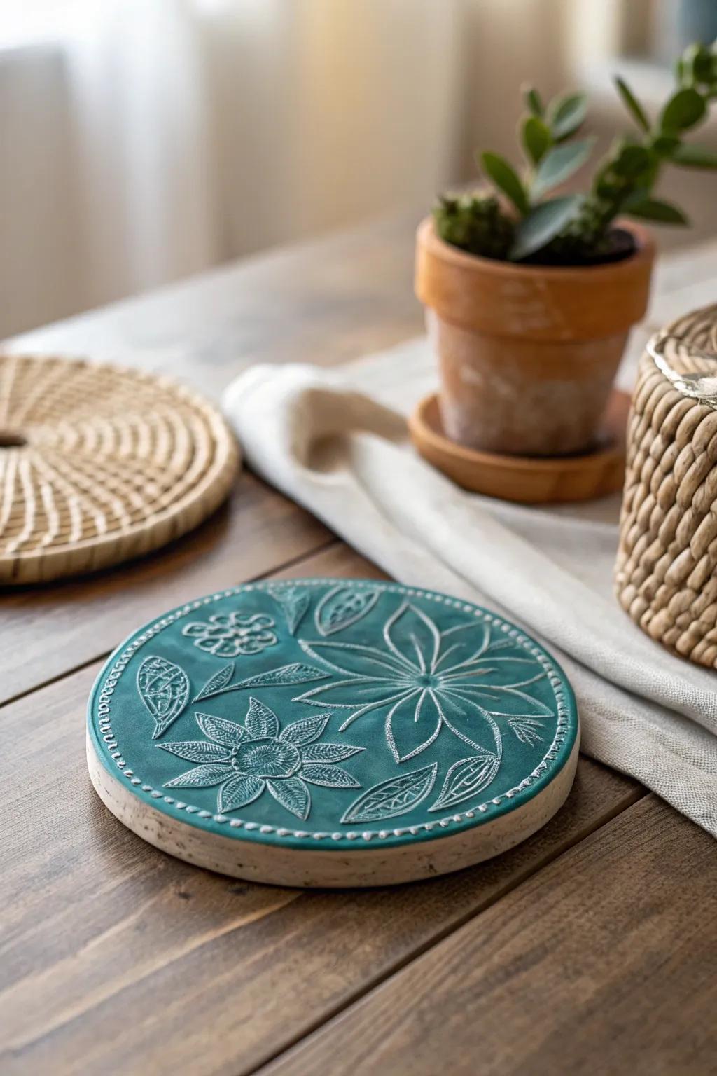 Elevate your gatherings with bespoke sgraffito coasters—where artistry meets functionality.
