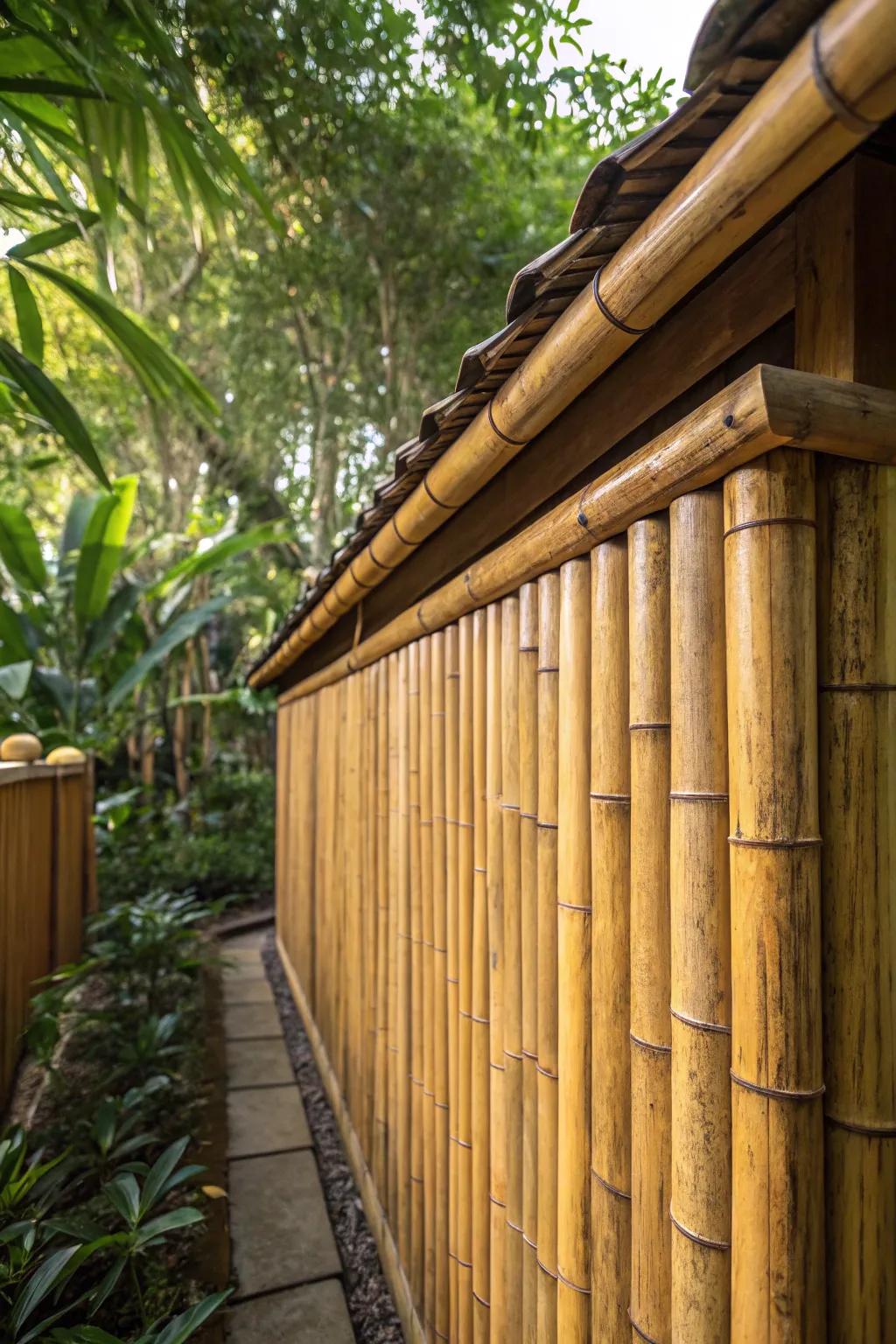 Transform your shed with the exotic charm of bamboo skirting for a touch of paradise.
