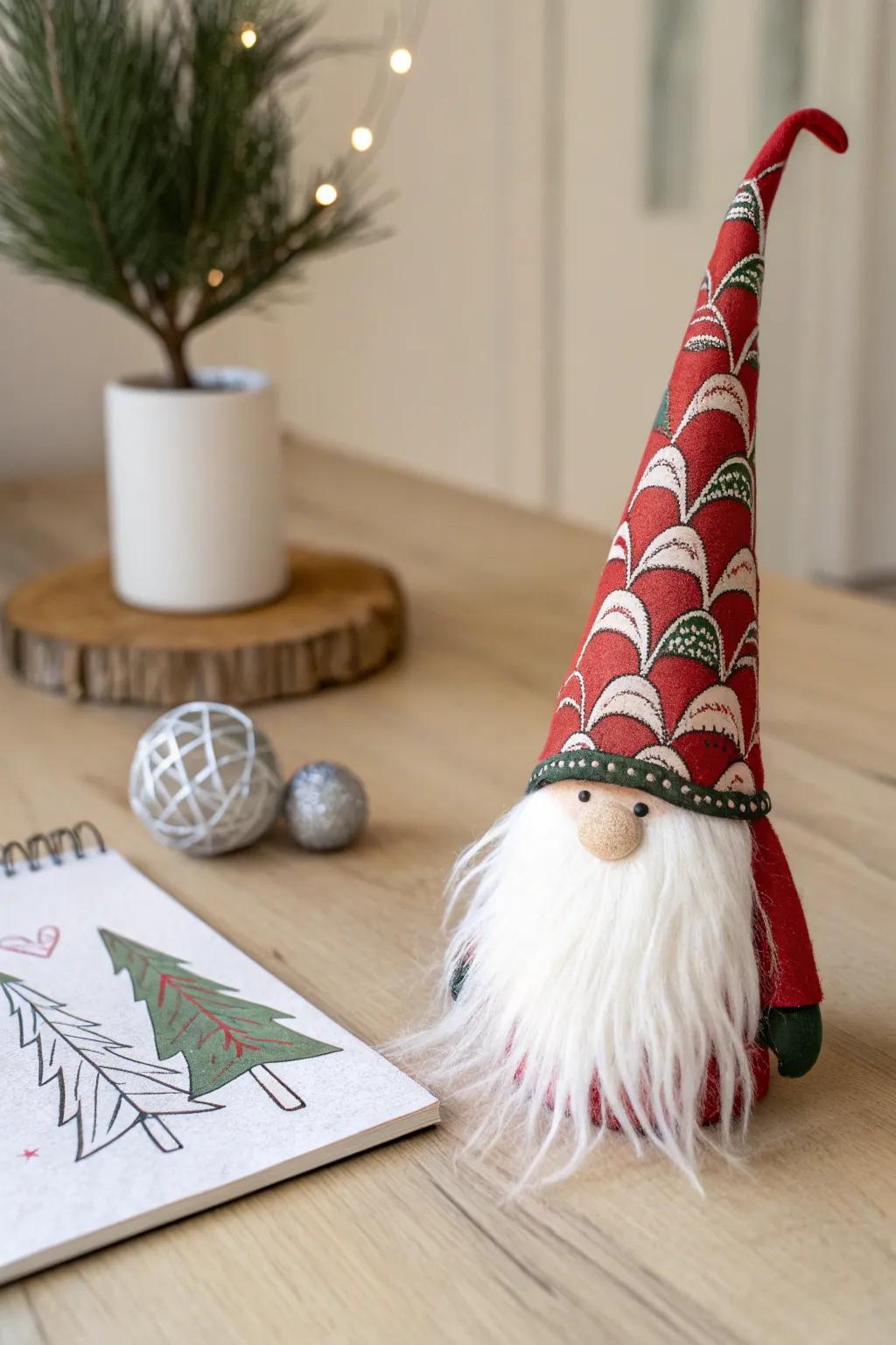 Capture the magic of the season with a playful Christmas gnome sketch that combines Scandinavian simplicity with boho charm.