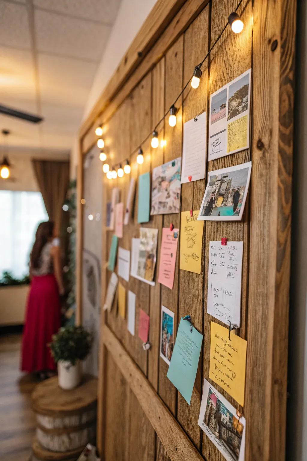 Rustic wood textures create an authentic camping atmosphere.