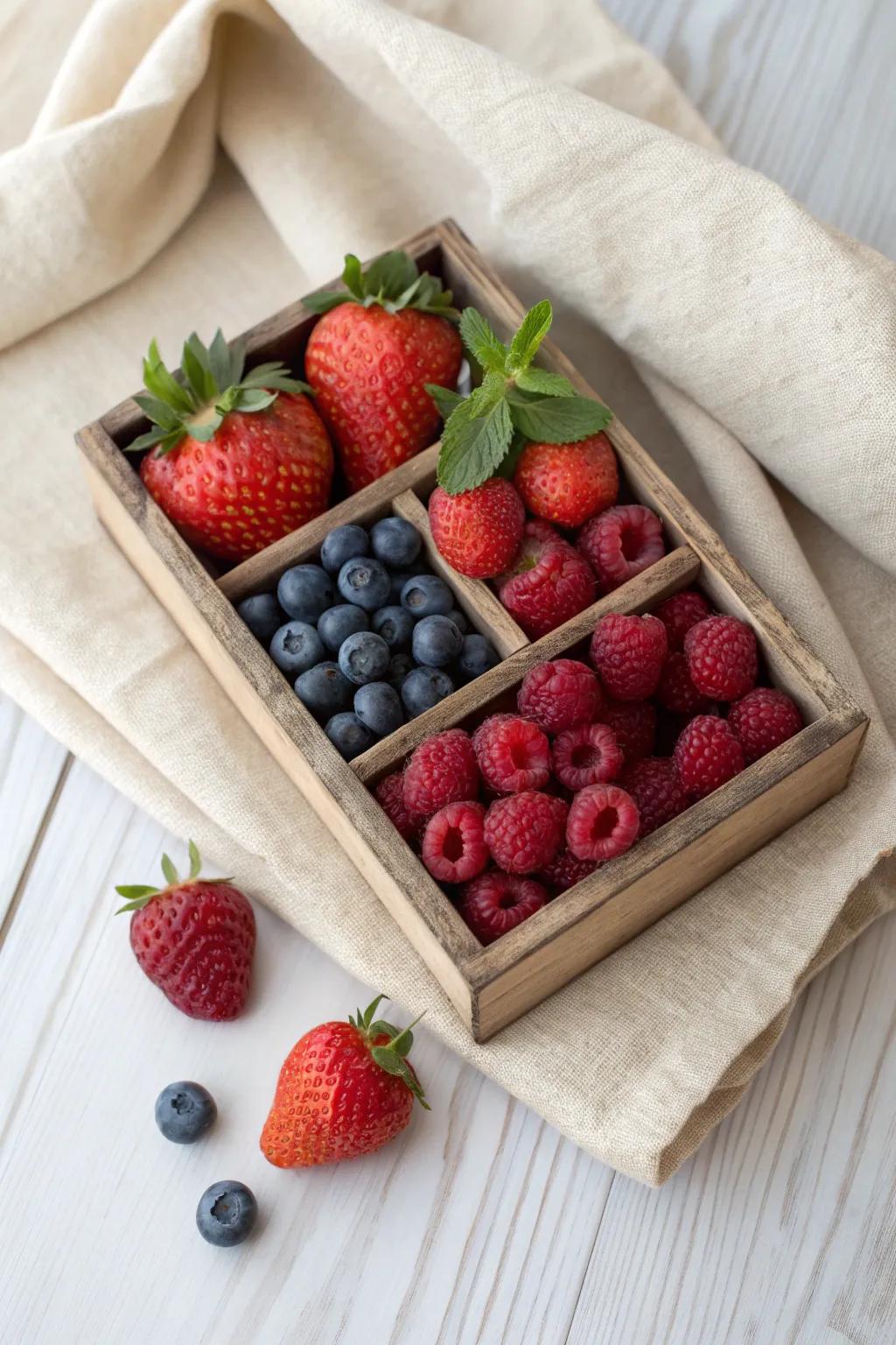 Savor the simplicity of nature with this berry bliss snack box, perfect for indulging while crafting your next masterpiece.