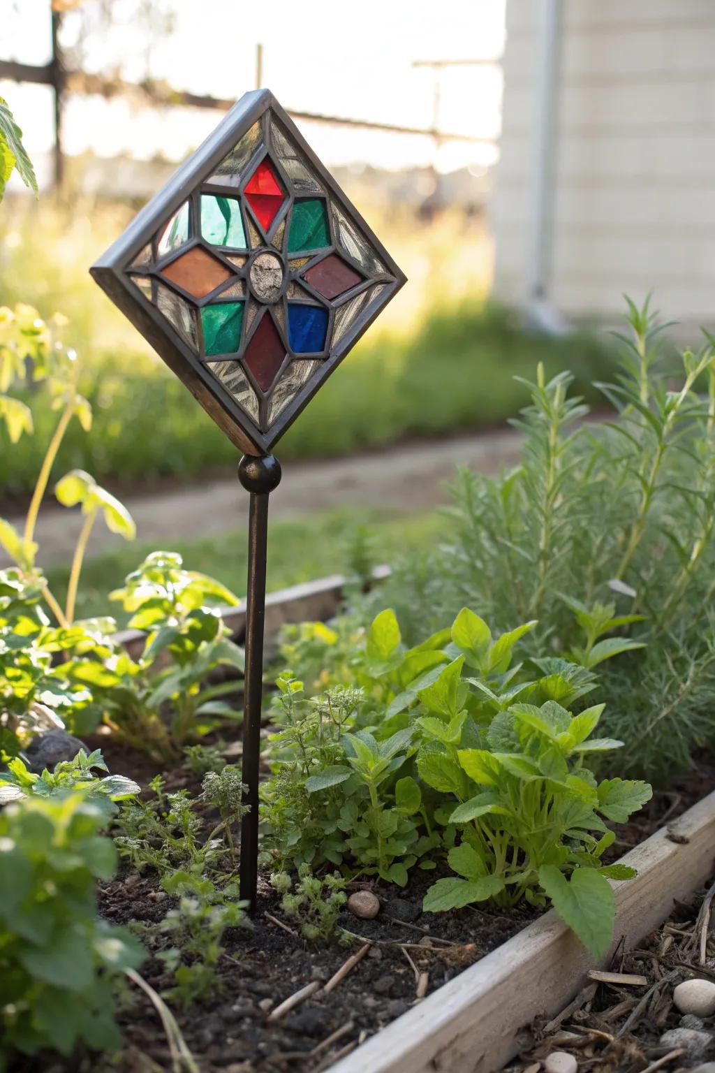Illuminate your garden with the enchanting glow of stained glass.