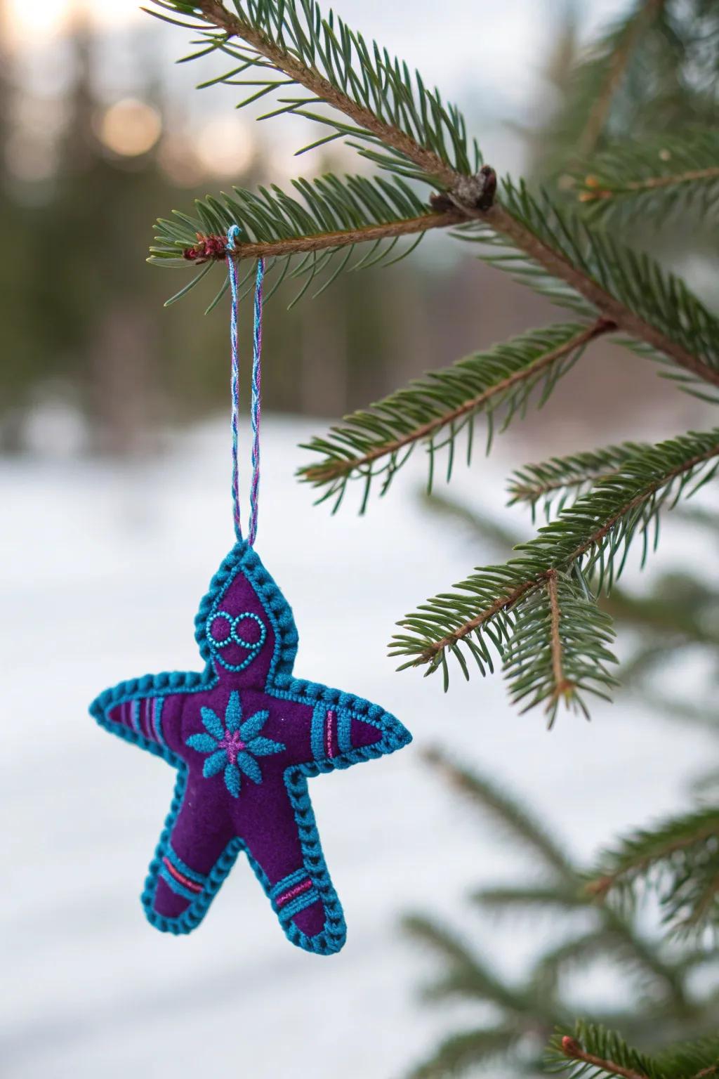 Add a whimsical touch to your holiday decor with a charming Stitch ornament, perfect for a minimalist yet colorful Christmas vibe.
