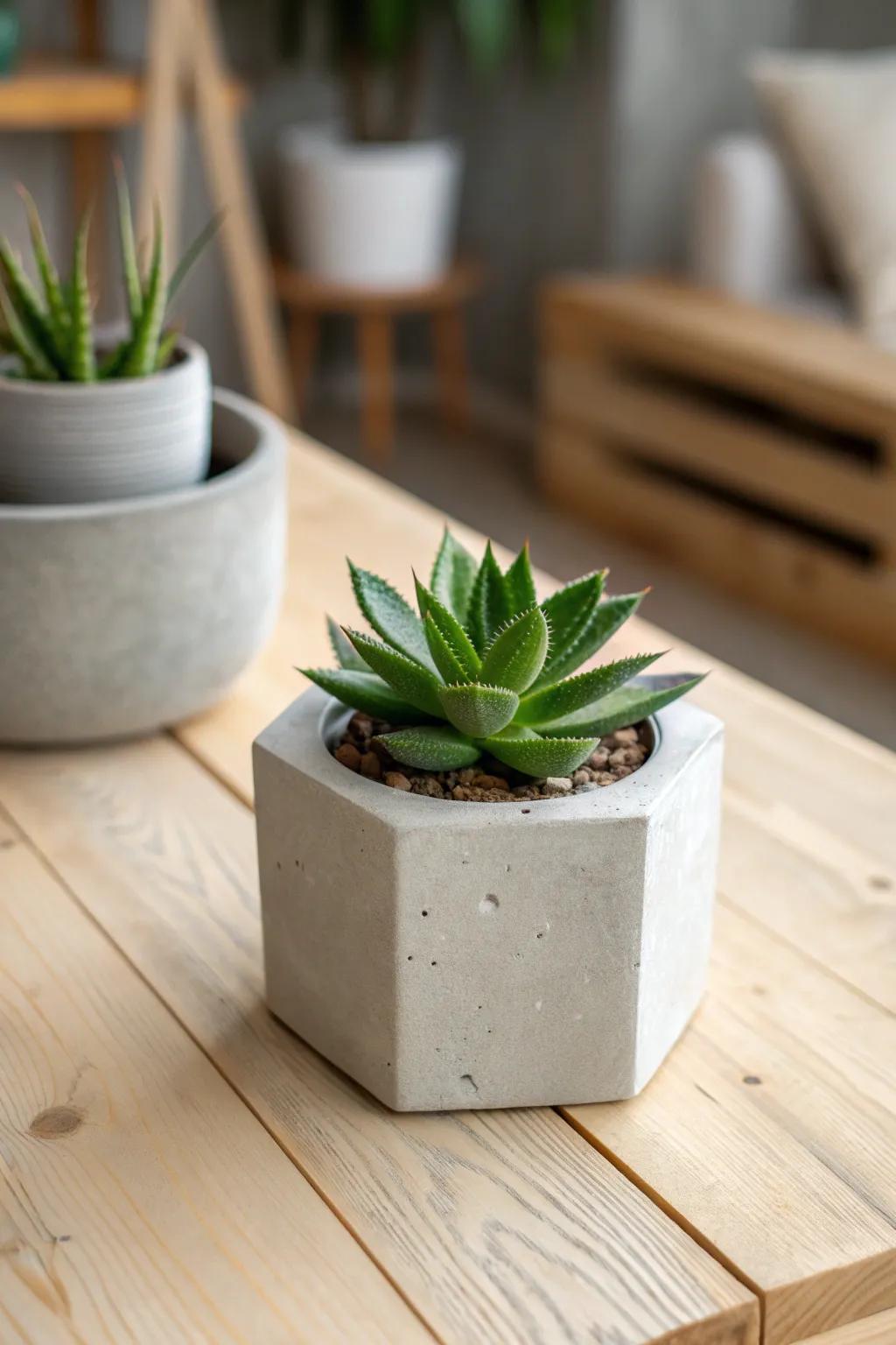 Elevate your space with a touch of greenery and chic minimalism. Craft your own concrete planter for a trendy room refresh!