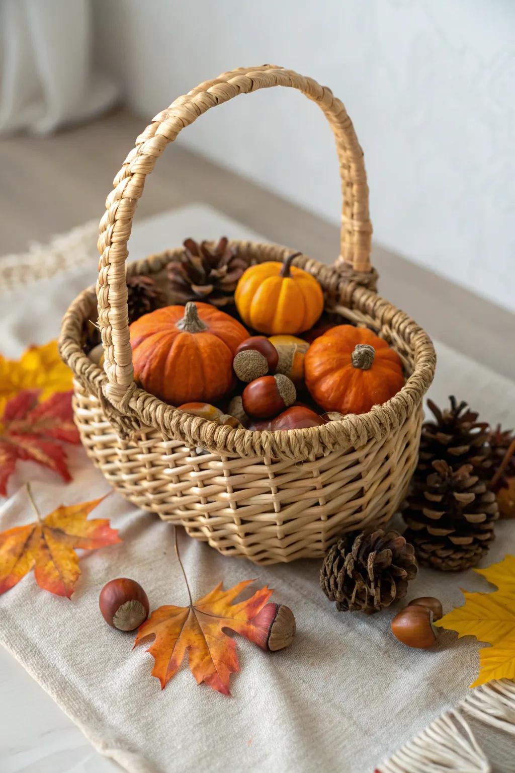 Embrace the season's bounty with a charming harvest basket – perfect for little hands to explore and gather autumn treasures.