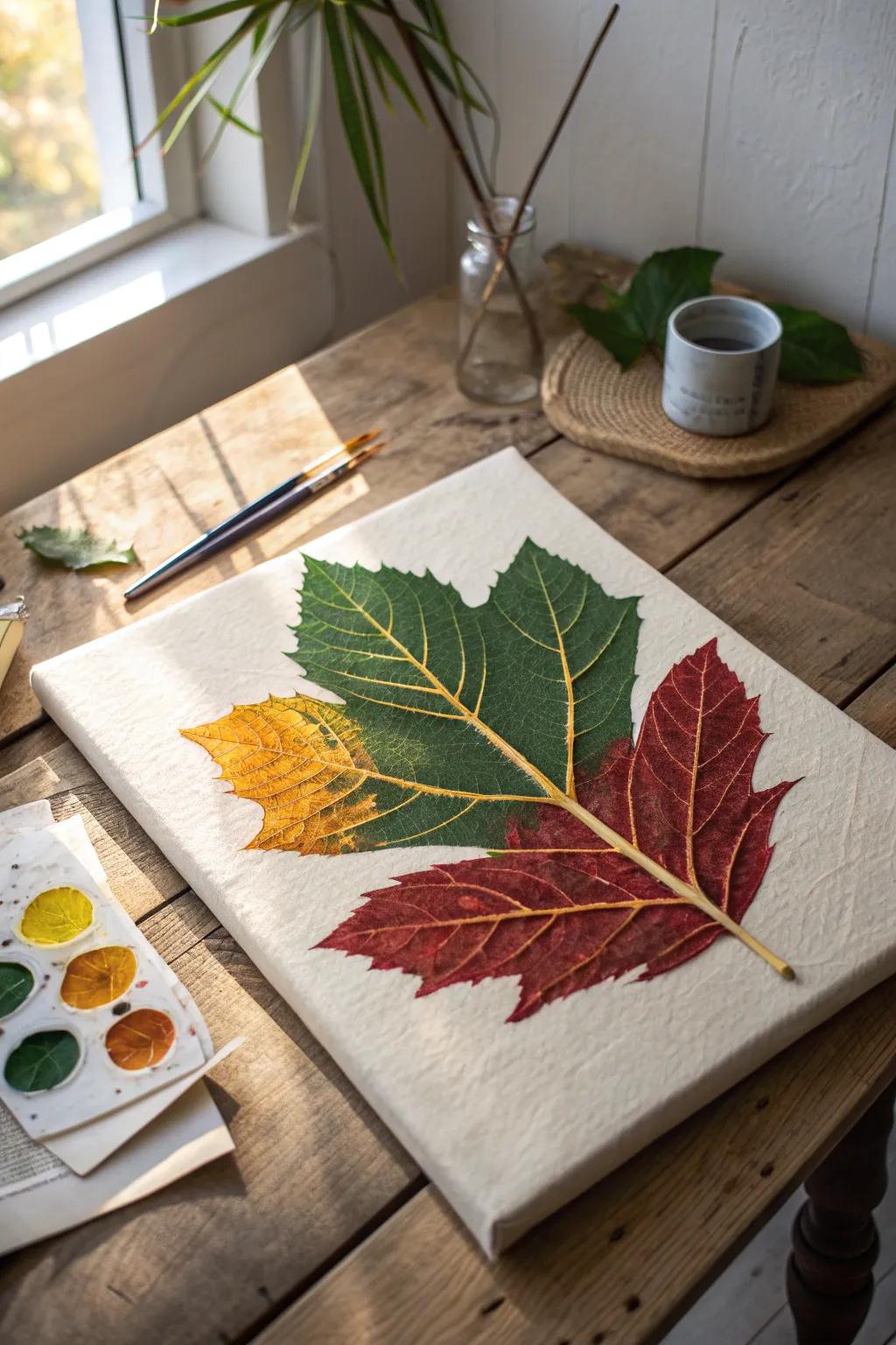 Explore the beauty of nature's textures with vibrant leaf impressions!