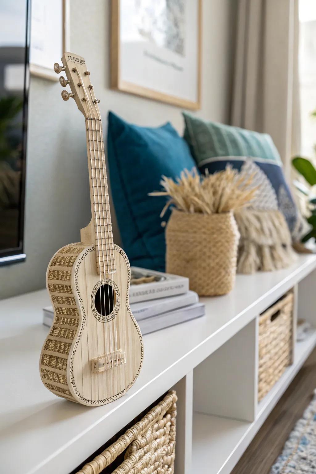 Tiny Tunes: A Scandinavian-Style Toothpick Guitar Sculpture That Strikes a Chord in Simplicity and Craftsmanship.