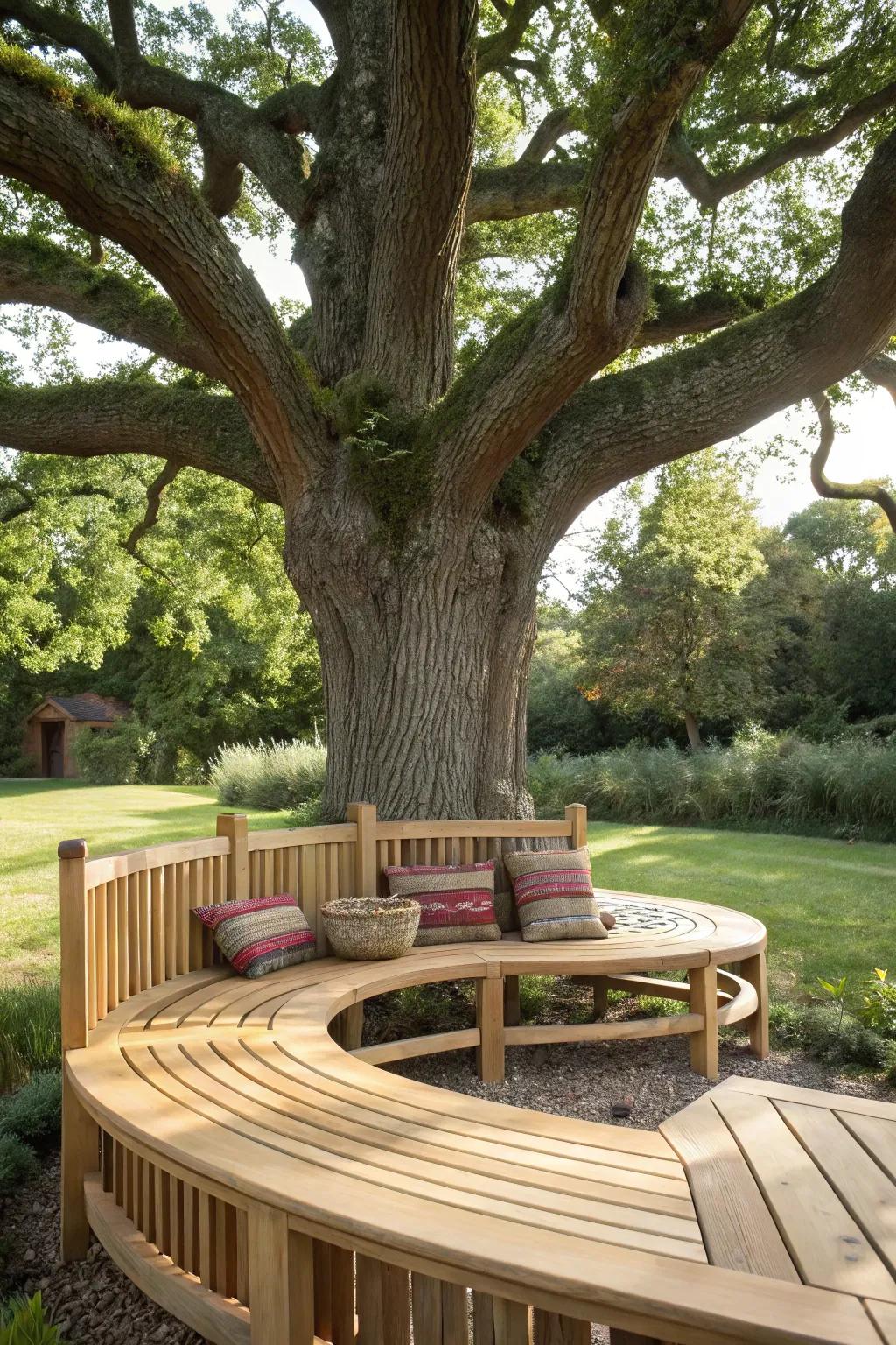Embrace nature with a custom-fit tree bench that perfectly complements your garden's unique charm.
