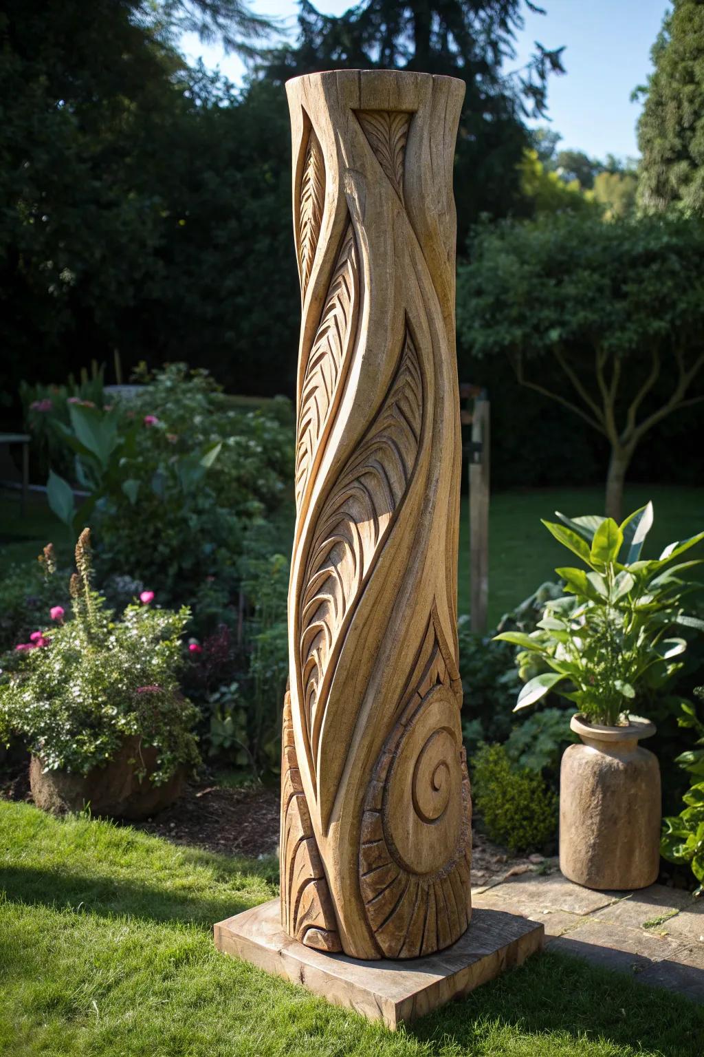 Elevate your garden with a stunning DIY tree trunk sculpture—where nature meets artistry.