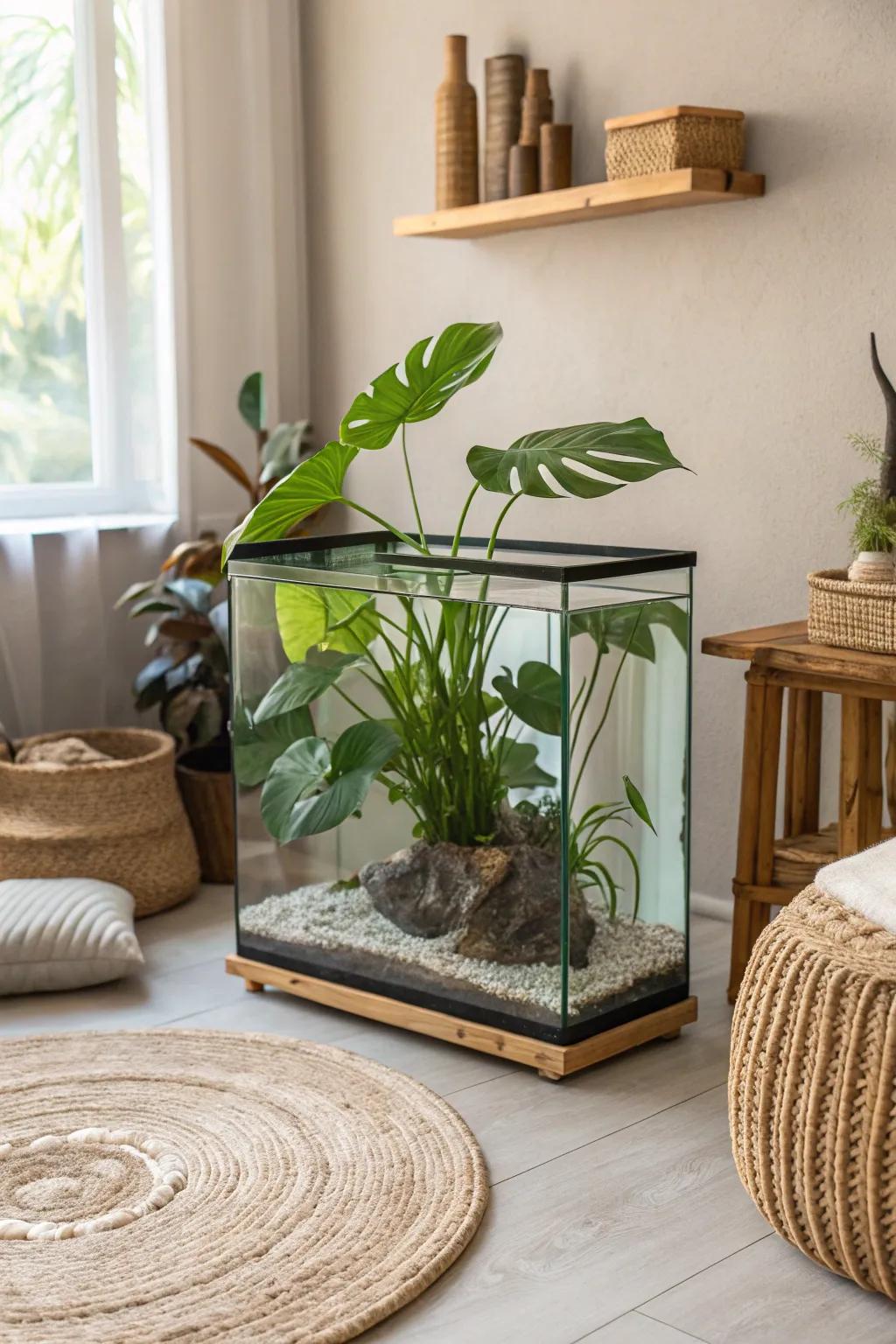 Transform your turtle's home into a Plant Oasis with lush aquatic greenery. 🌿✨