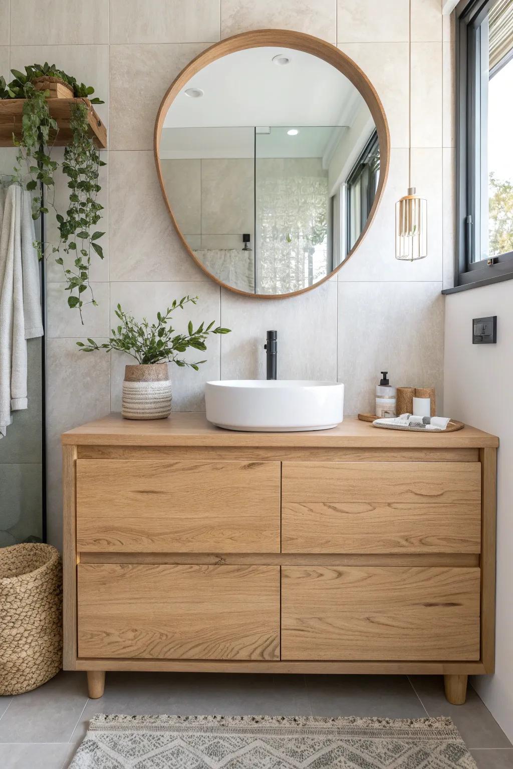 Elevate your bathroom's elegance with a mirror-front cabinet, combining style and storage in one chic solution.