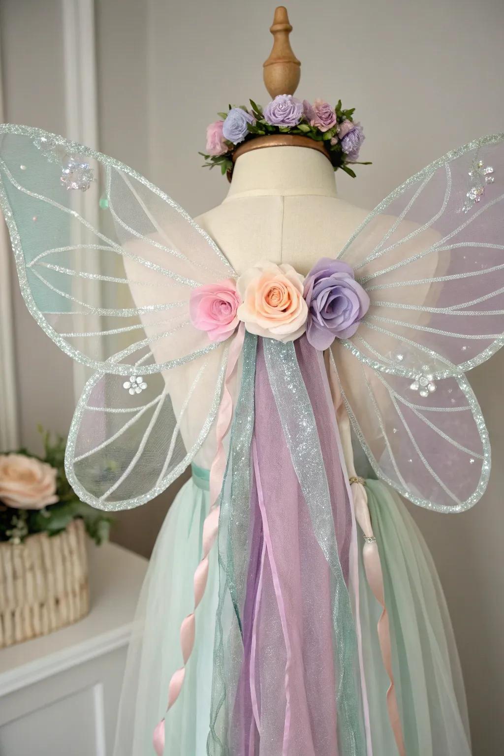 Step into a fairy tale with this enchanting ethereal fairy costume, perfect for a magical Halloween transformation.