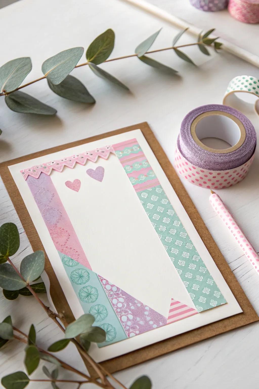 Add a touch of creativity to your Valentine's card with colorful washi tape borders—simple, stylish, and effortlessly chic!